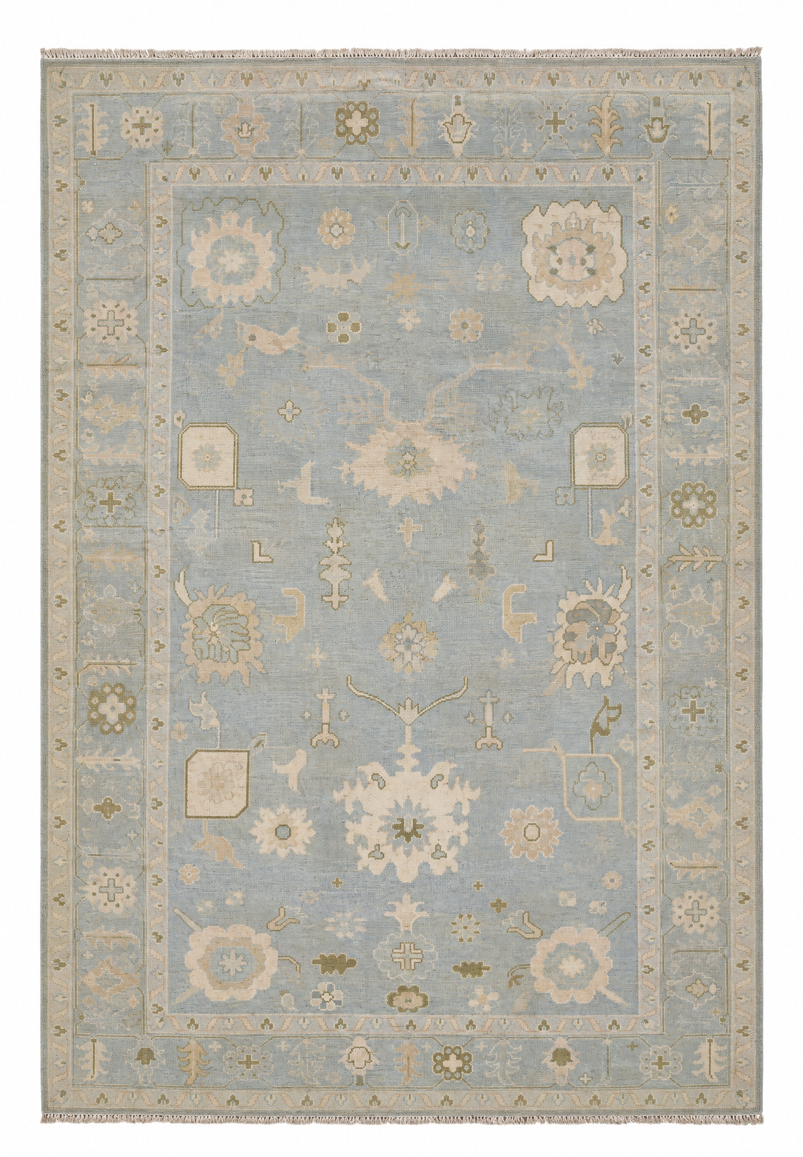 Eva Anderson 9x13 Light Blue Hand-Knotted Oushak Rug — created with Imersian