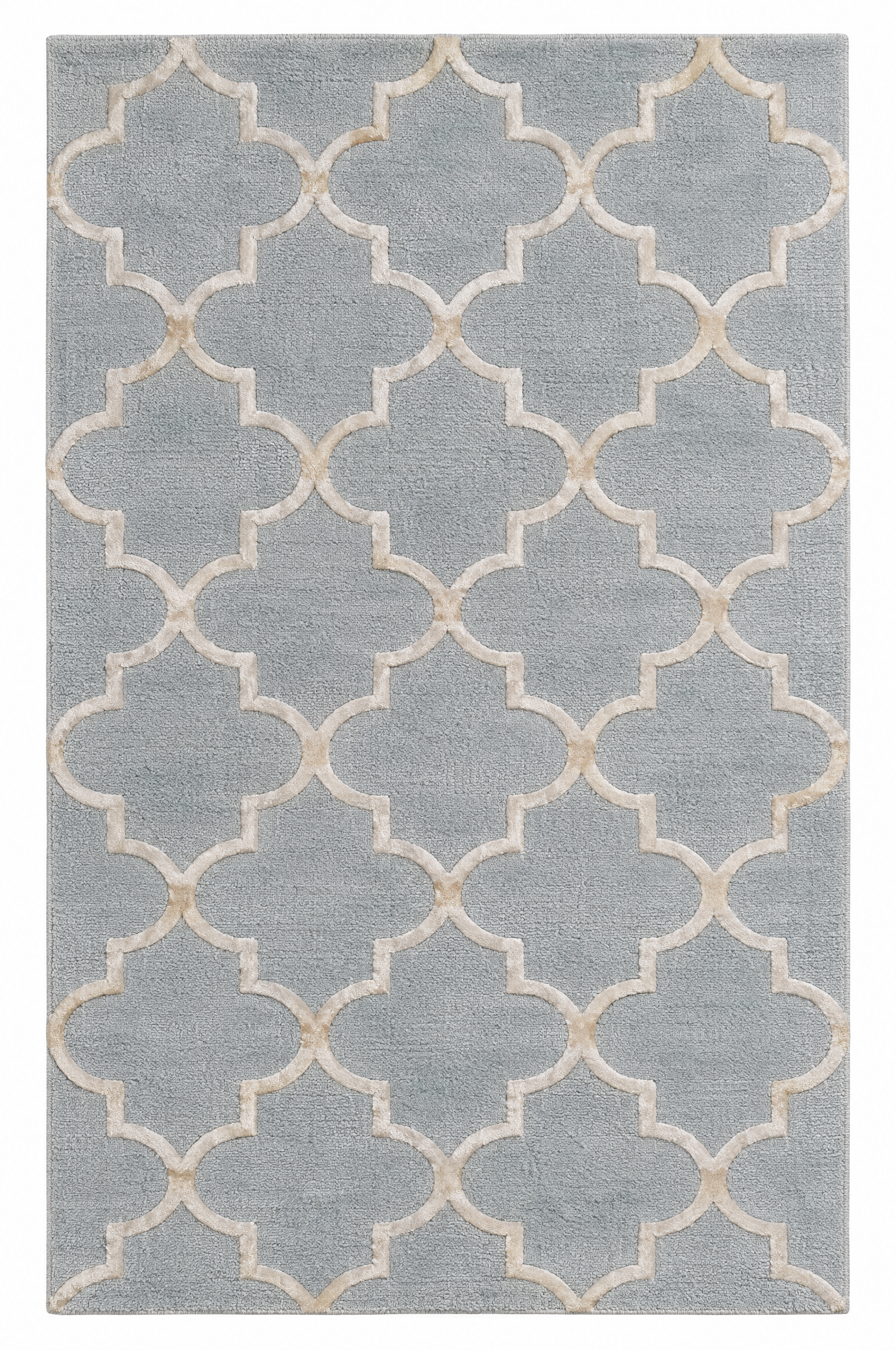Neutral Ethnic Hand Tufted Arabesque Pattern Rug 5'x8' — created with Imersian
