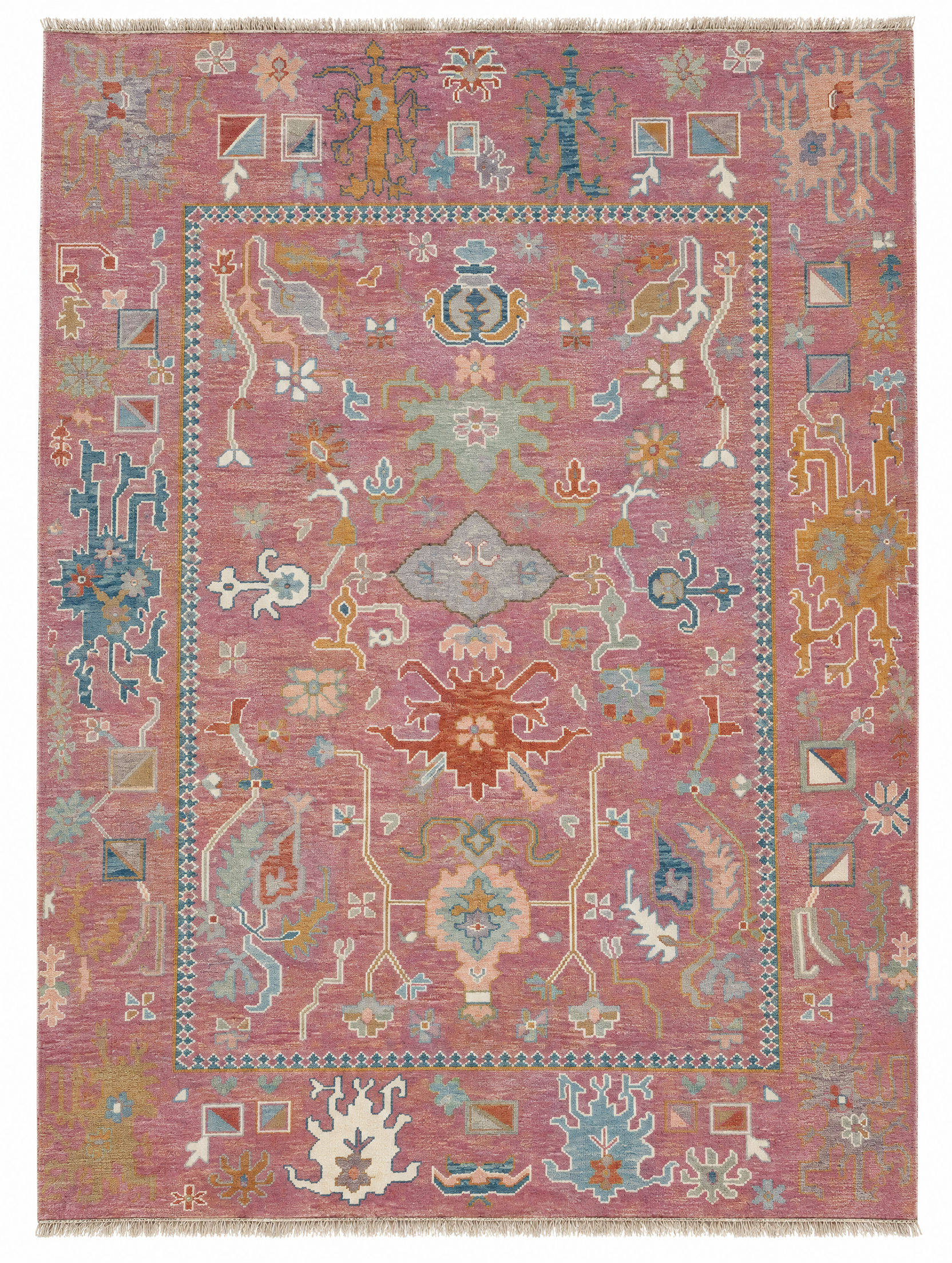 Dakota Fanning 9x12 Pink Hand-Knotted Oushak Rug — created with Imersian