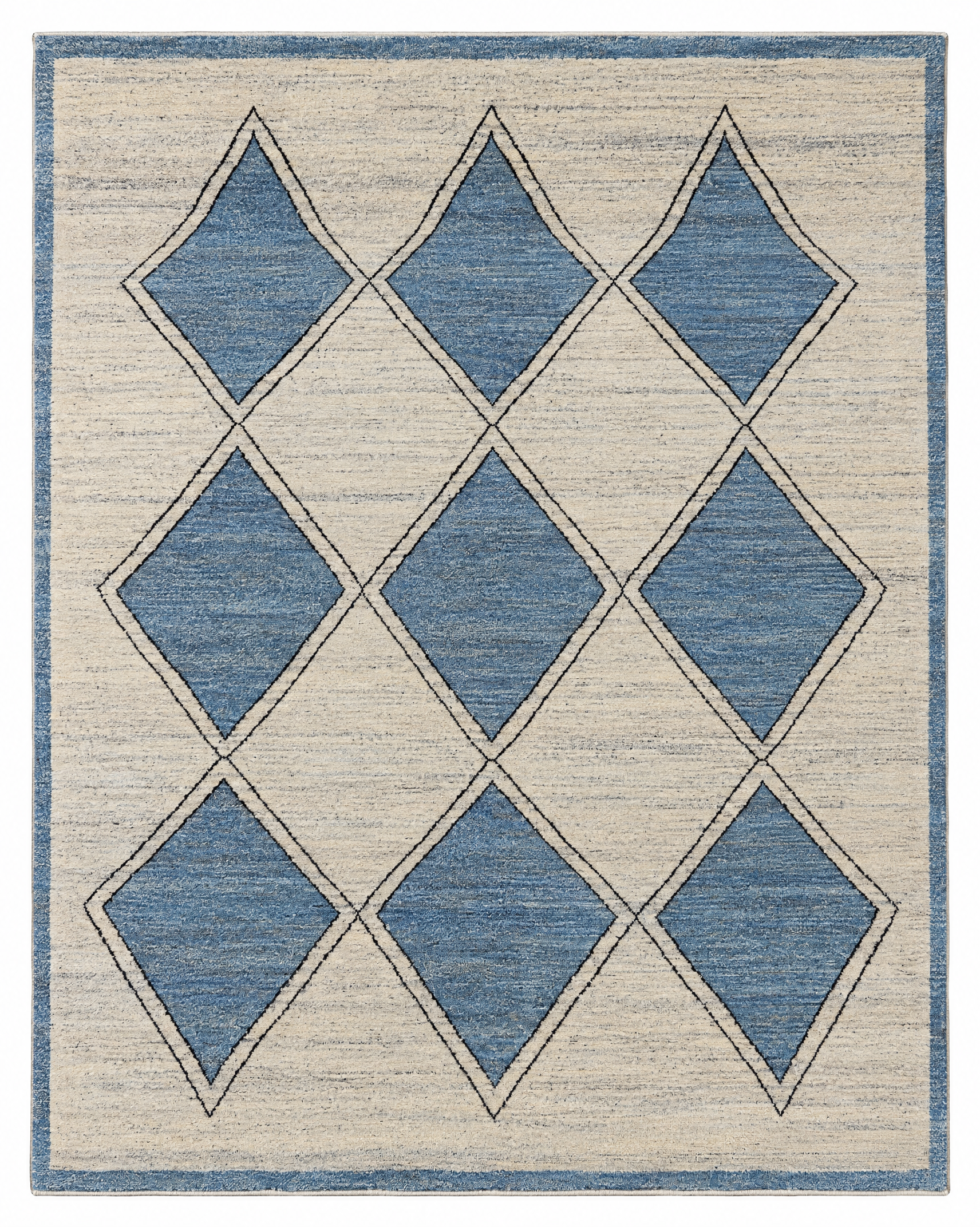 Erik 8x10 Hand-Knotted Beige & Blue Pile — created with Imersian