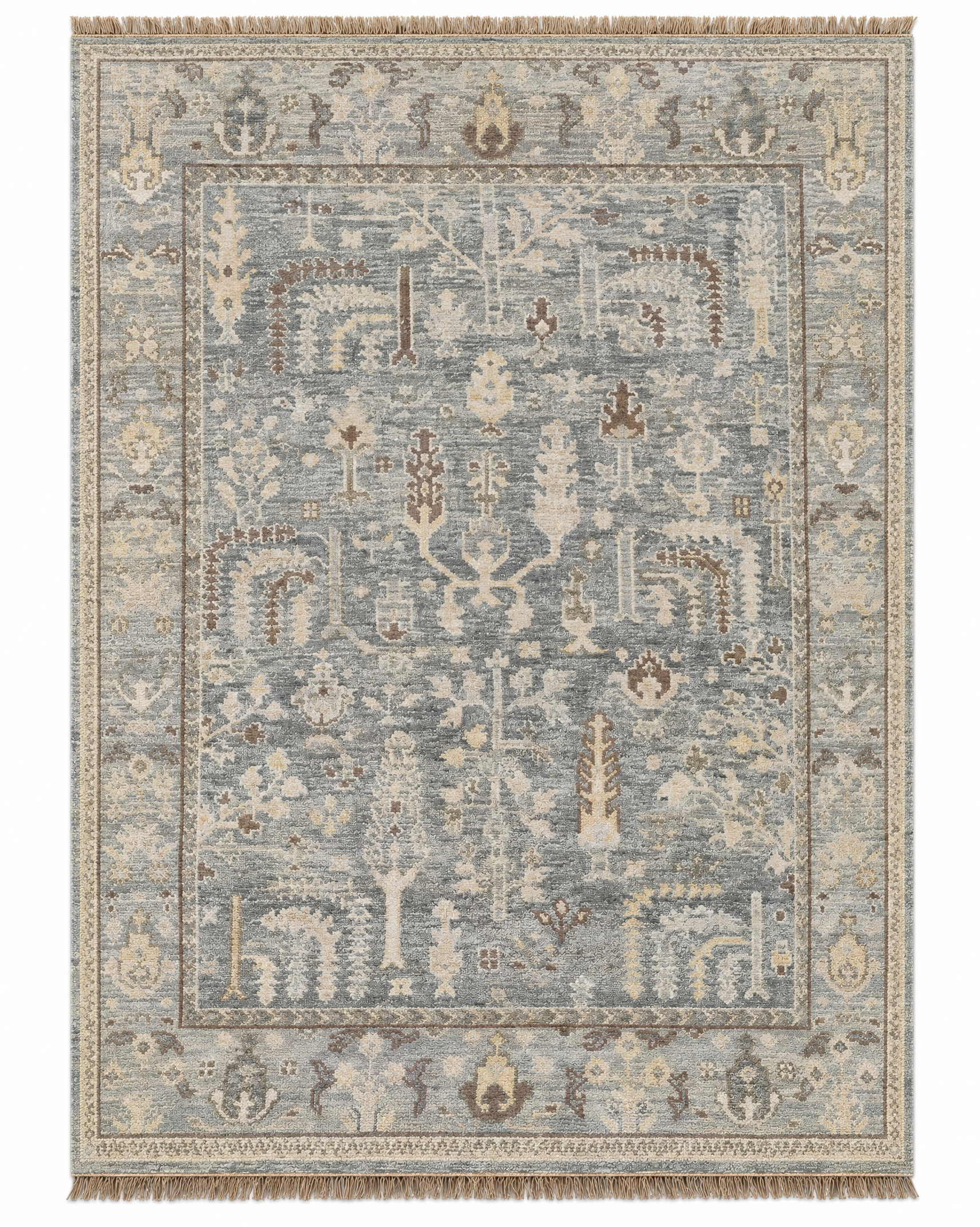 Winnie 8x10 Grey and Silver Hand-Knotted Oushak Rug — created with Imersian