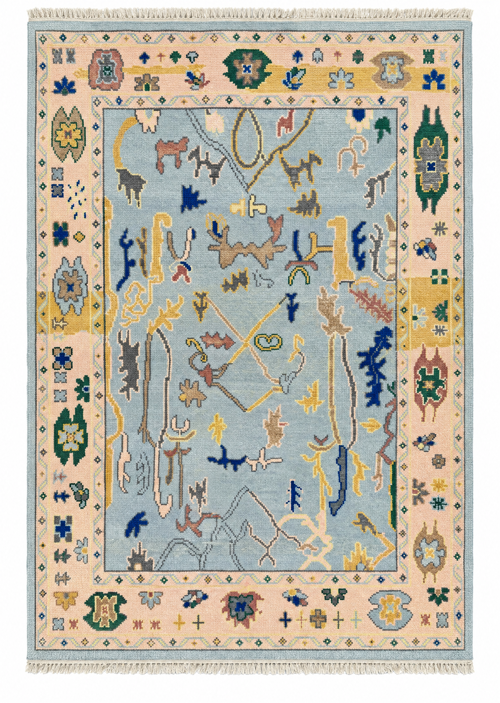 Sharon Ventura 5x7 Sky Blue Hand-Knotted Oushak Rug — created with Imersian
