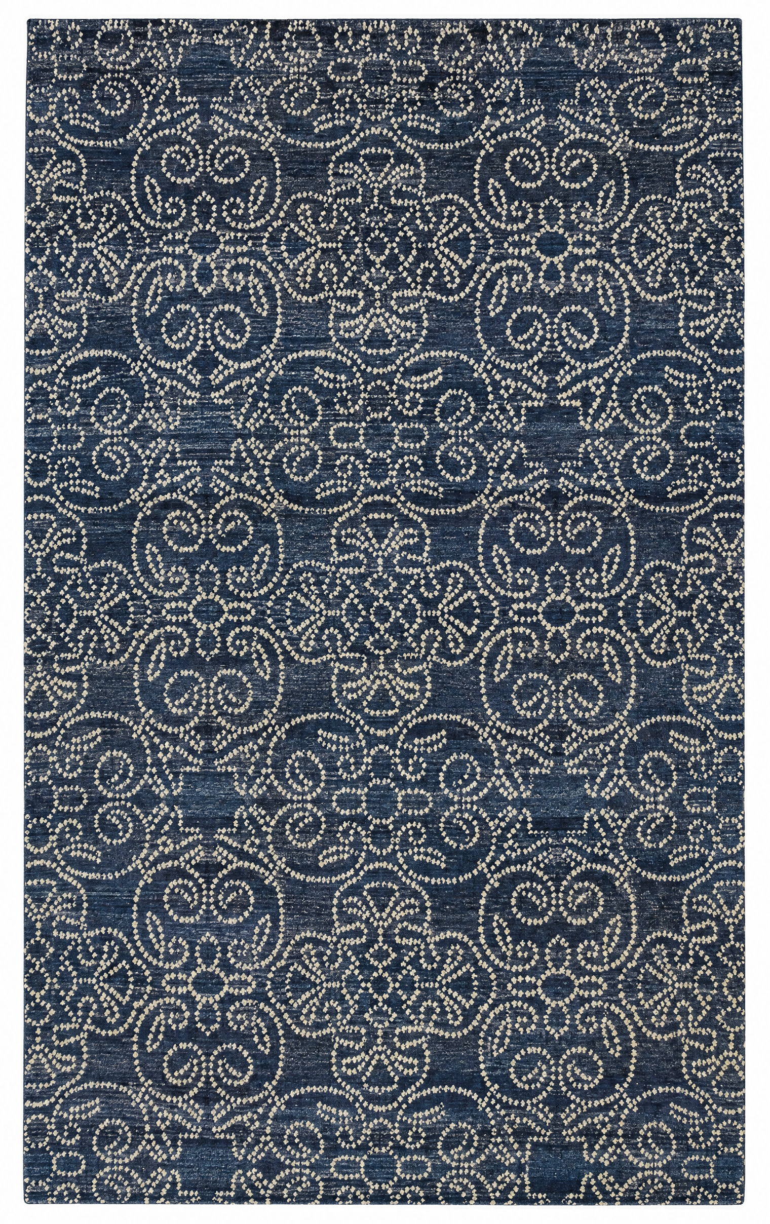 Clyde Weston 5.6x8.9 Hand-Knotted Blue & Silver Floral — created with Imersian