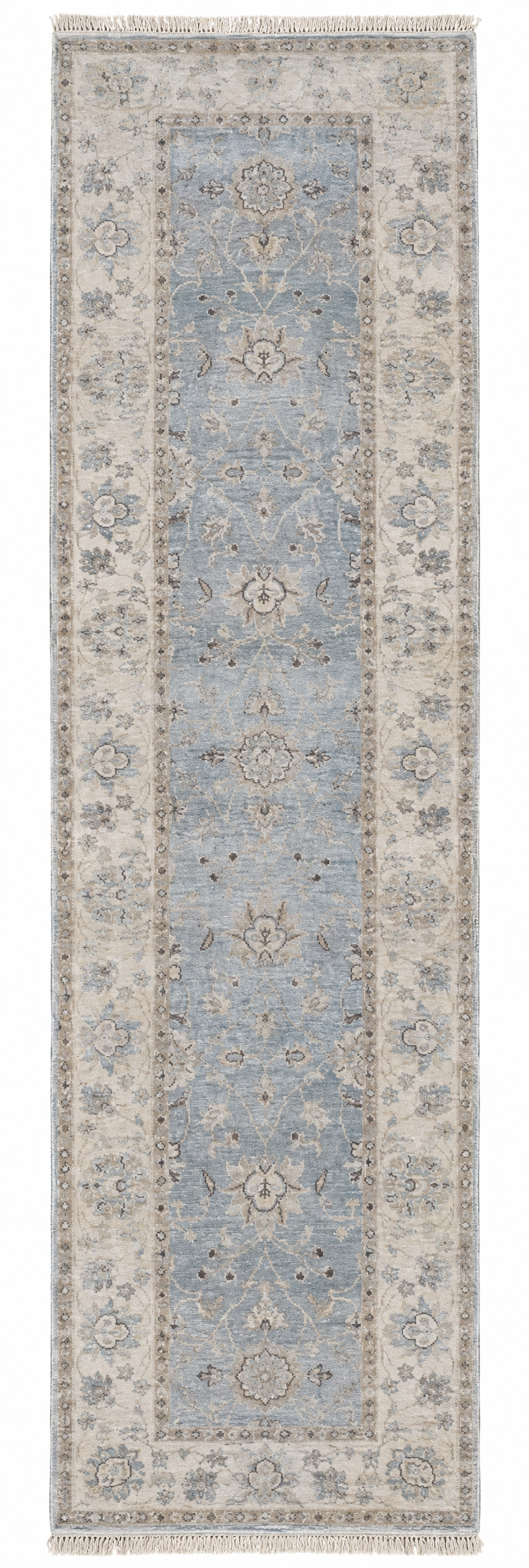 Lisa Matthews 2.9x9.9 Blue & Silver Hand-Knotted Oushak CLEARANCE — created with Imersian
