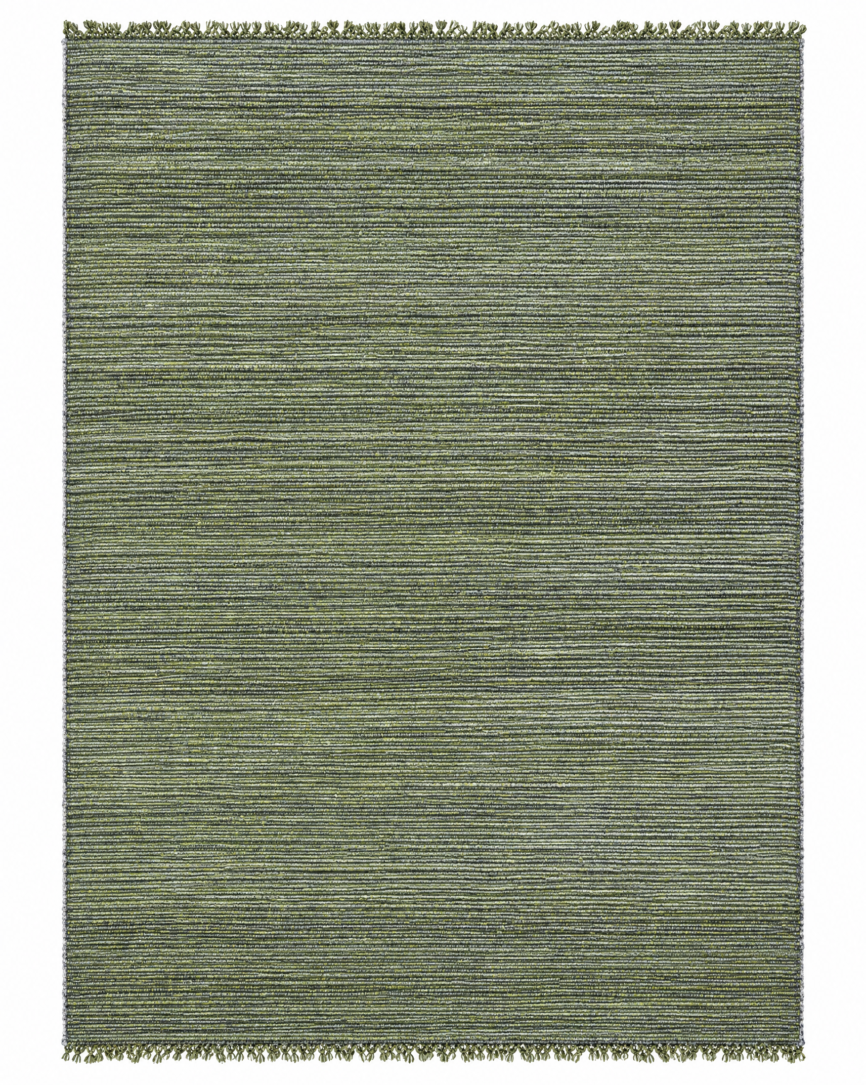Comfrey 8x10 Handwoven Textured Wool & Cotton Green Durrie — created with Imersian