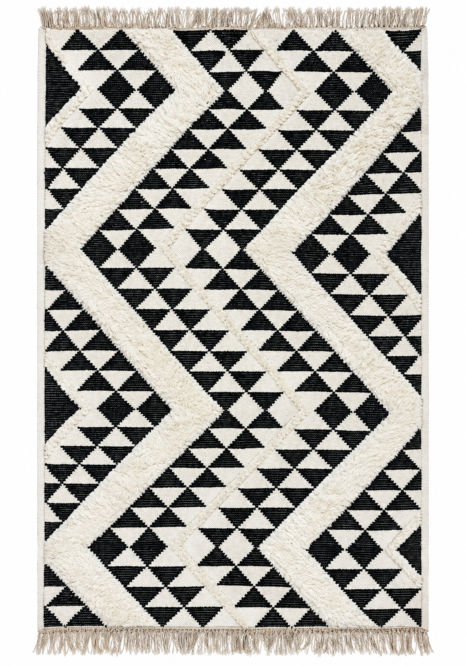 Morocco Melody 5.3x7.6 Ivory and Black Handwoven Modern Moroccan Style Rug — created with Imersian