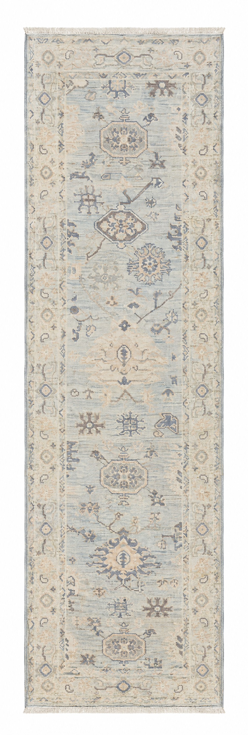 Geneviève 2.10x11.8 Light Blue Afghani Whitewashed Oushak Runner — created with Imersian