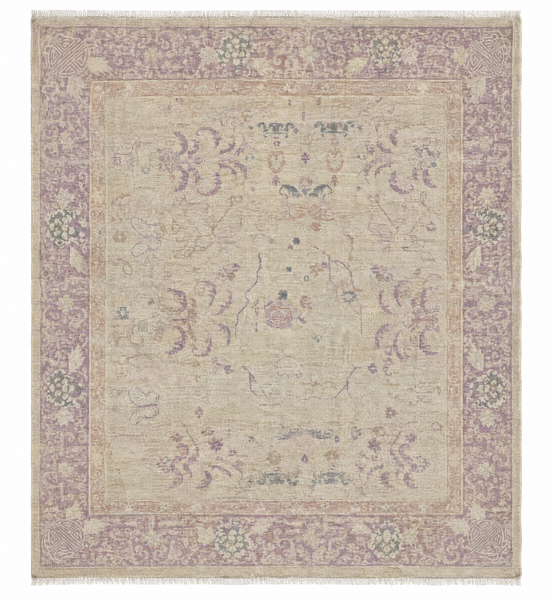 Carolyn Scott 9.10x9.1 Lavender Whitewashed Afghani Oushak Rug — created with Imersian