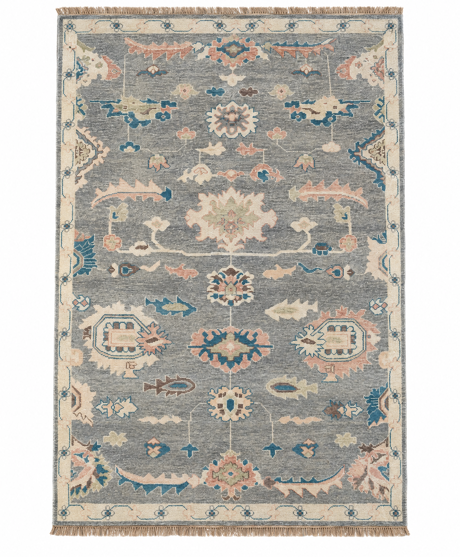 Flora 8.3x10 Grey and Ivory Hand-Knotted Oushak Rug — created with Imersian