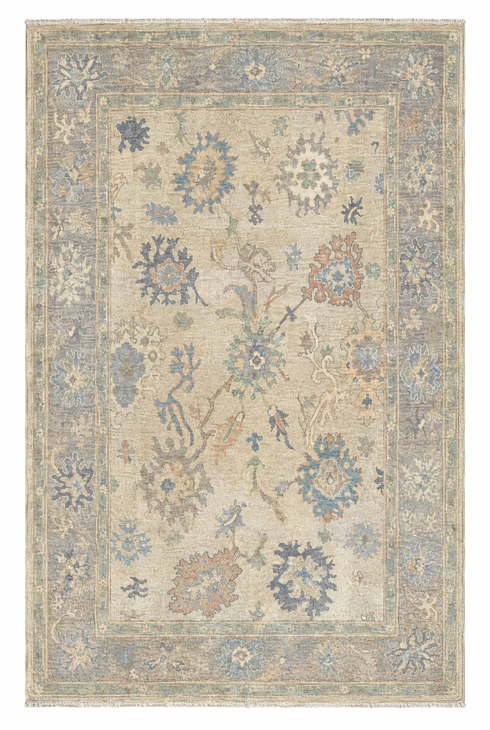 Amber Mills 6.1x9.1 Cream Afghani Whitewashed Oushak — created with Imersian