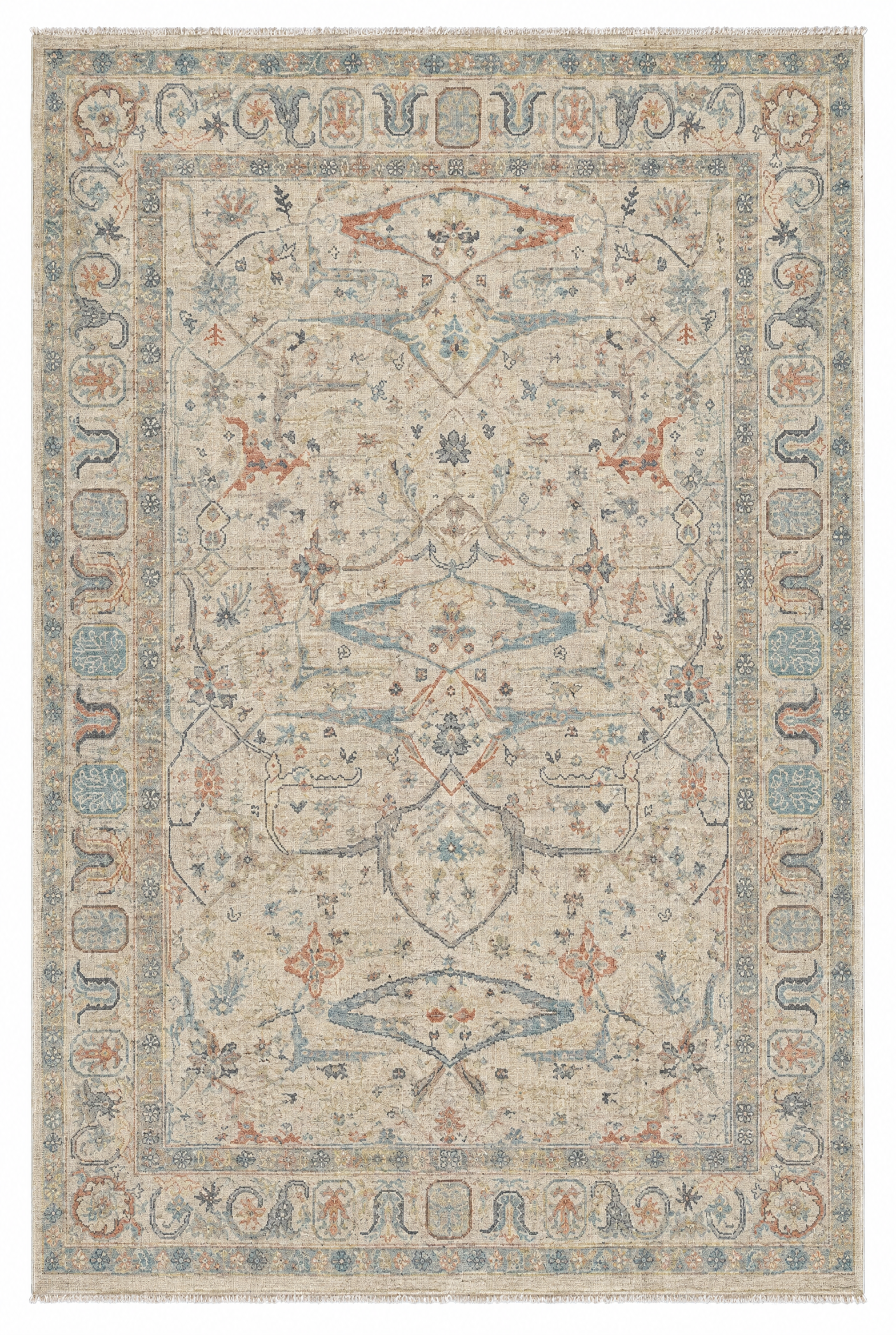 Aspen 6.2x9.2 Cream Afghani Whitewashed Oushak — created with Imersian