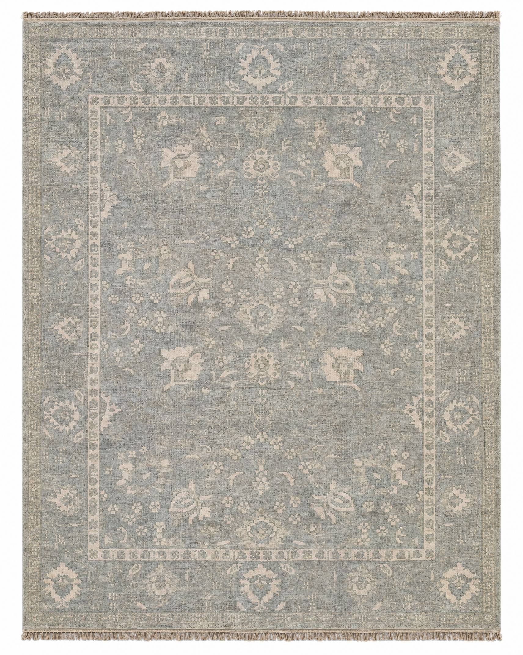 Marin Hinkle 8x10 Light Blue Hand-Knotted Oushak Rug — created with Imersian