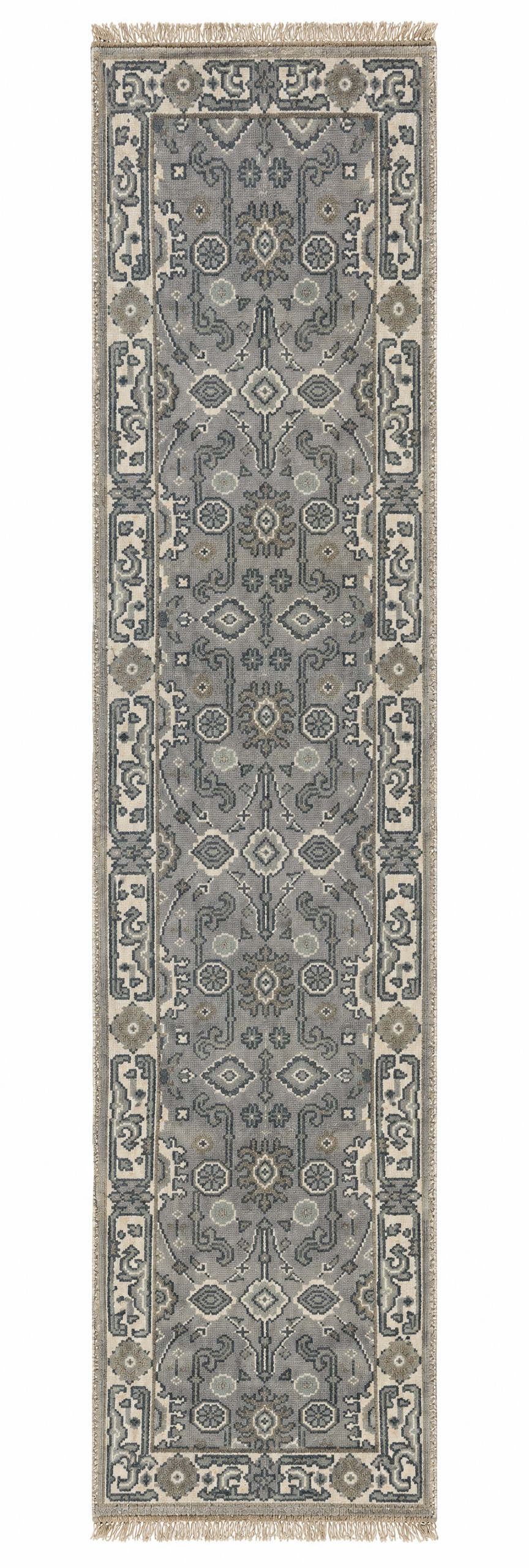 Cammie Clarke 2.6x9.9 Grey Hand-Knotted Oushak Runner — created with Imersian