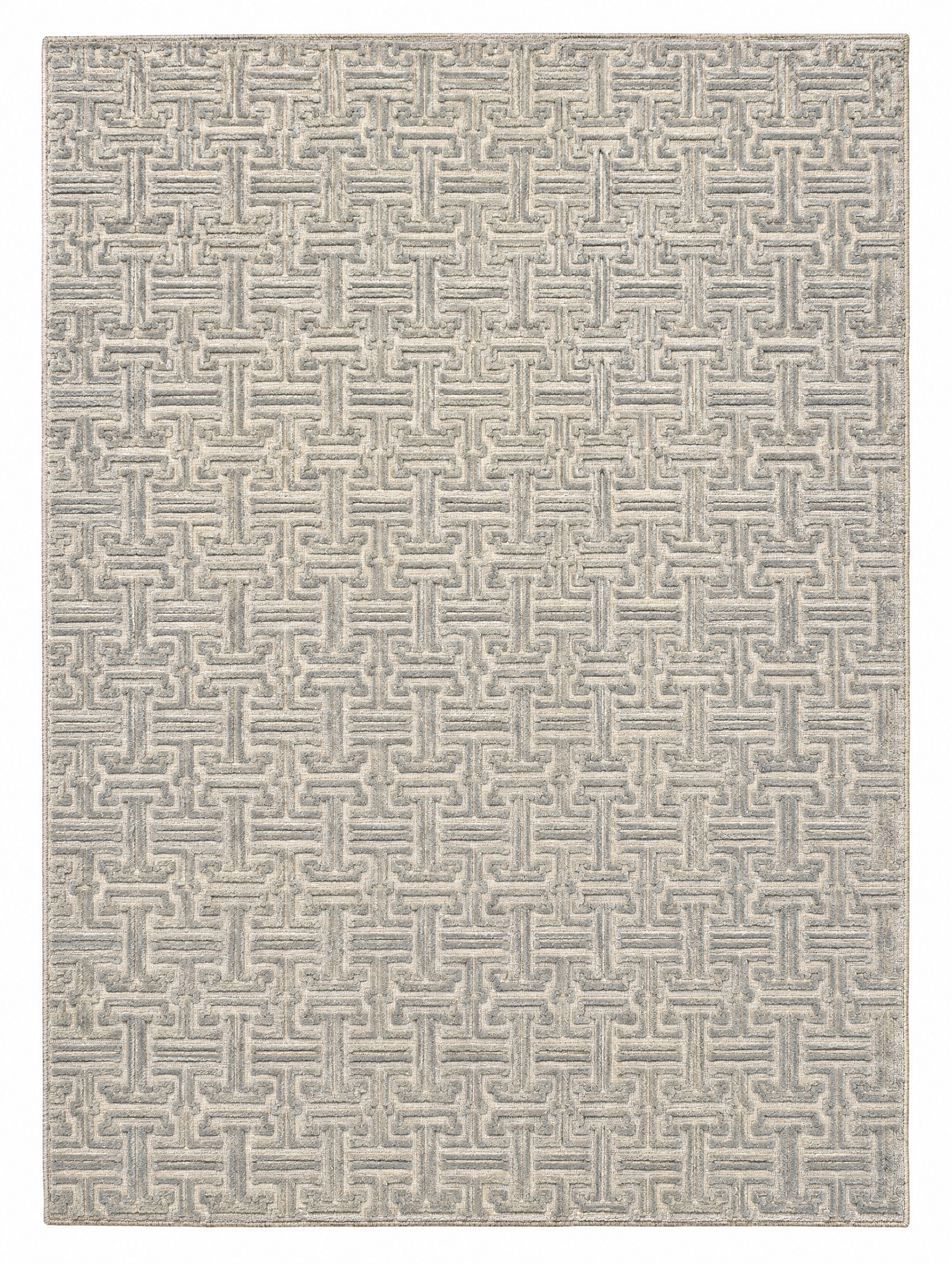Kelly Bundy 9x12 Hand-Tufted Light Grey Jacquard — created with Imersian