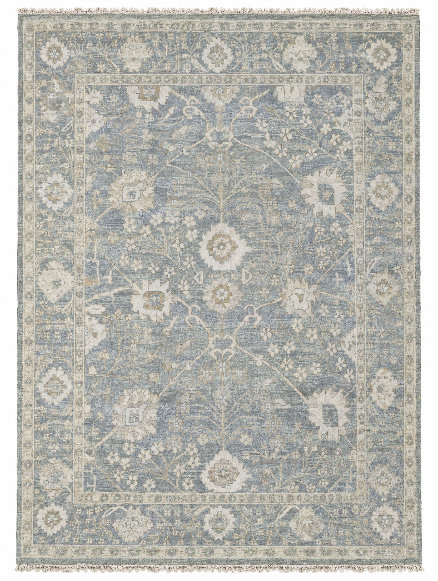 France 9x12 Hand-Knotted Aqua & Silver Oushak — created with Imersian