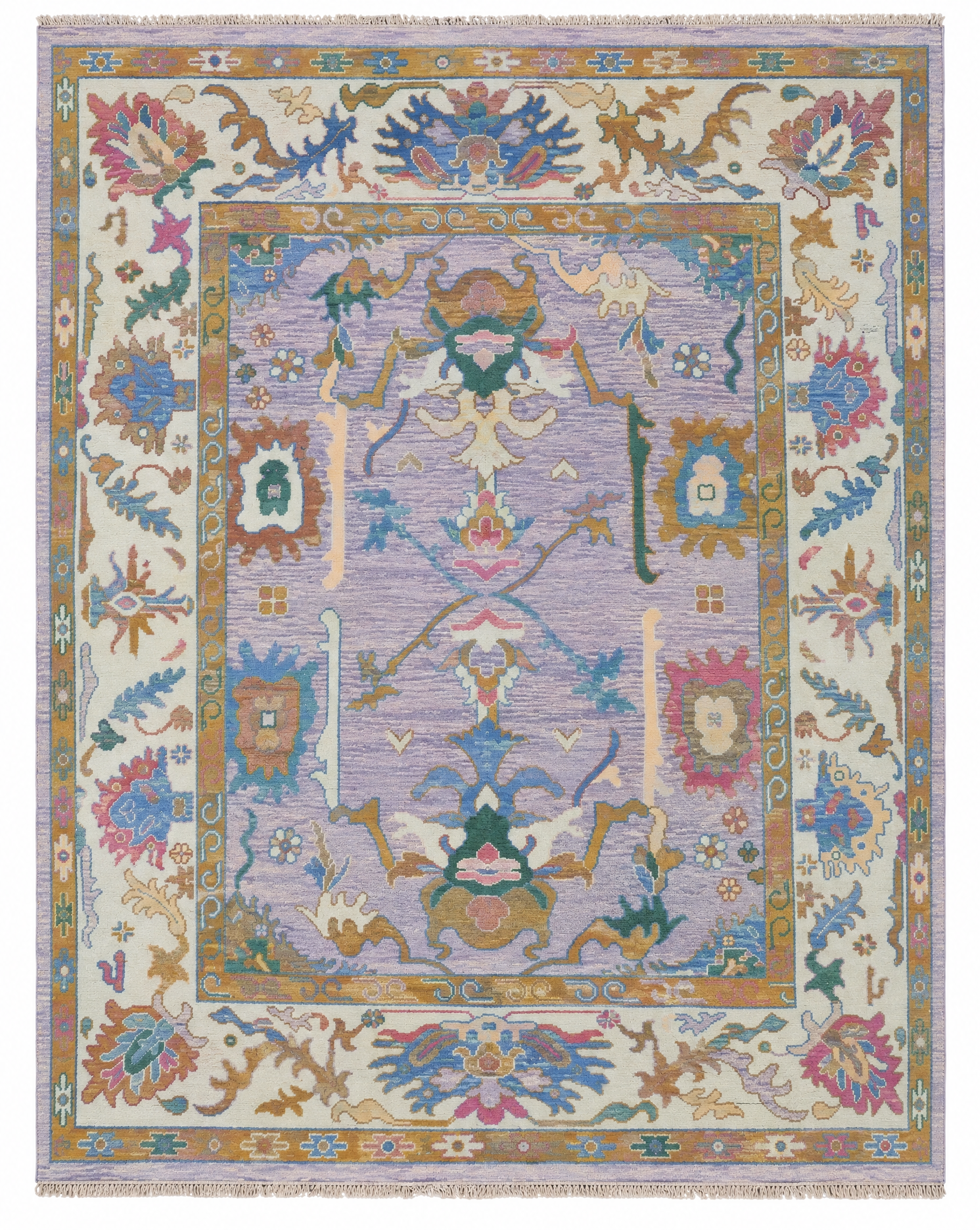 Jena 8x10 Violet and Ivory Hand-Knotted Oushak Rug — created with Imersian
