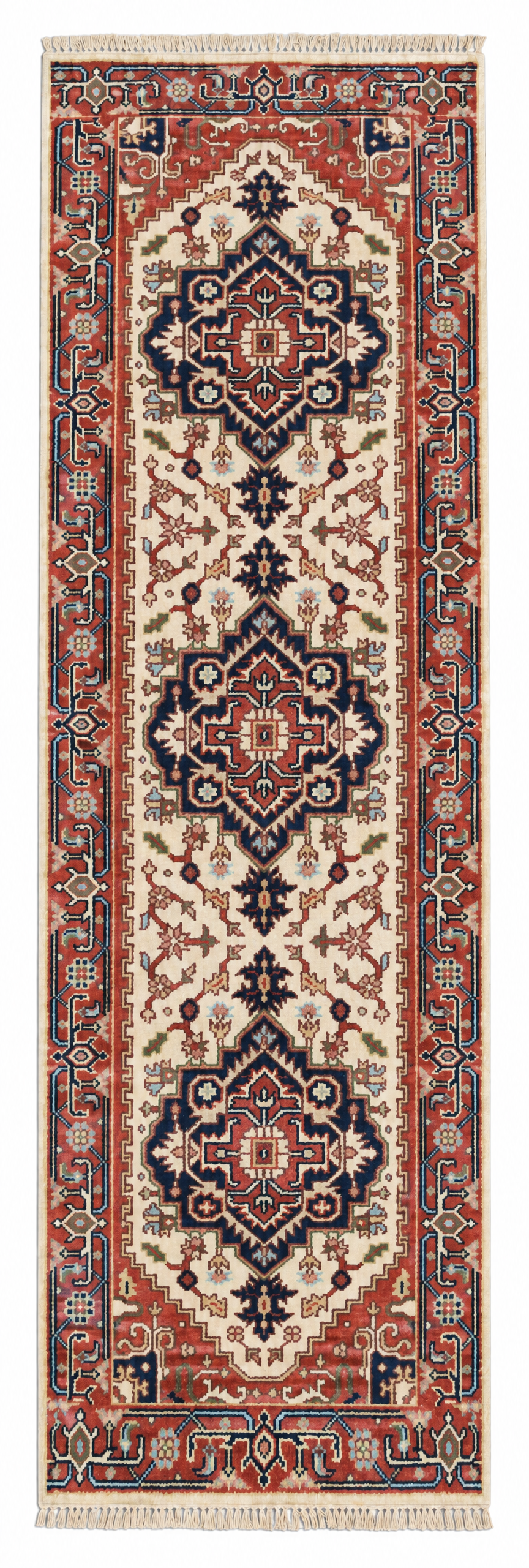 Honeypot 2.6x8.3 Ivory and Rust Hand-Knotted Serapi Runner Rug — created with Imersian