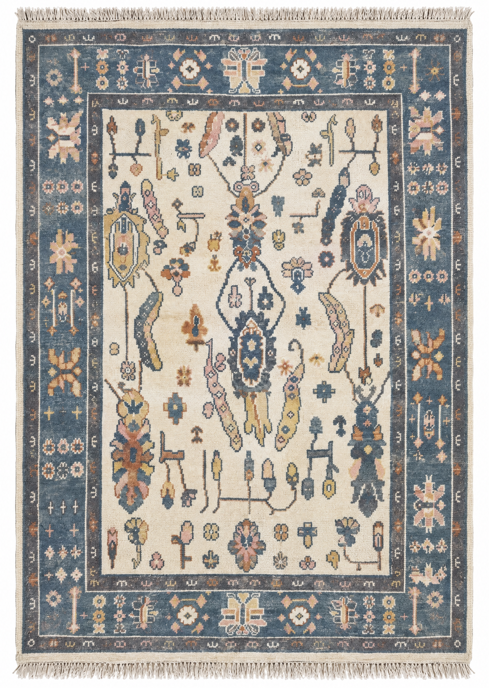 Greta 5x7 Ivory & Blue Oushak — created with Imersian