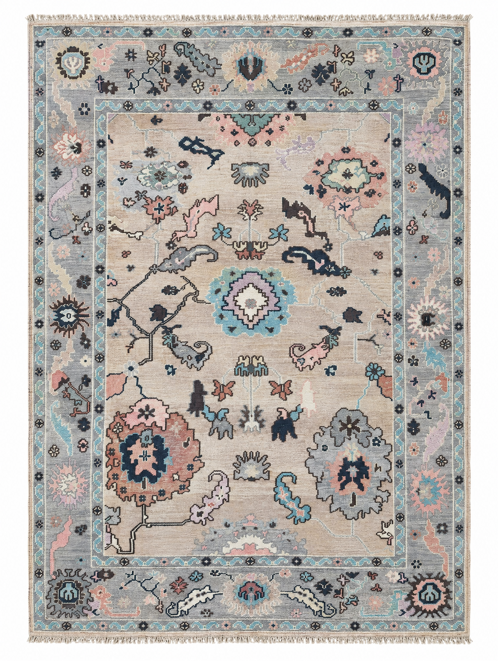 Nili 9x12 Hand-Knotted Beige & Grey Oushak — created with Imersian