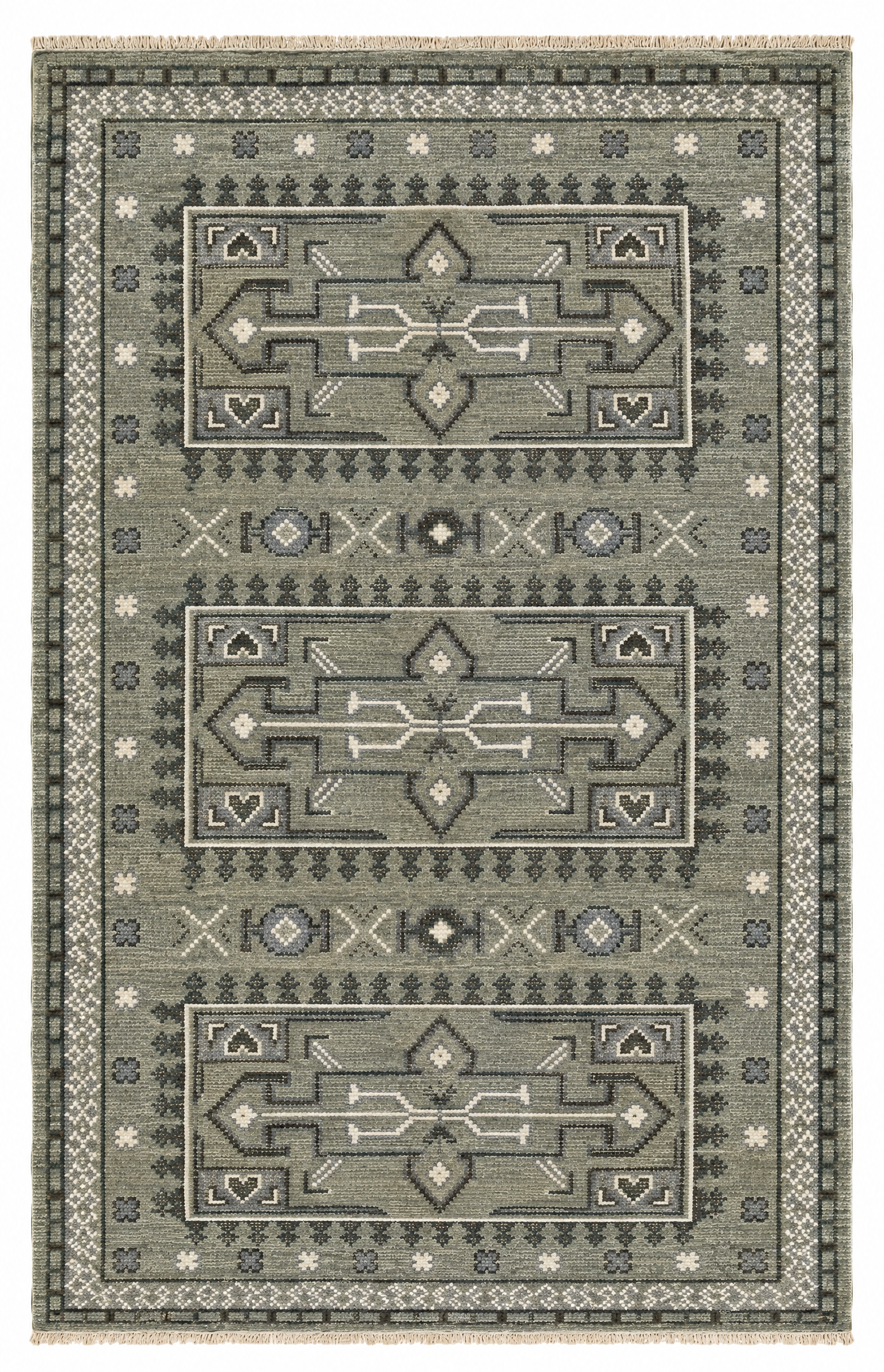 Dazzler 5.6x8.6 Green Hand-Knotted Oushak Rug — created with Imersian