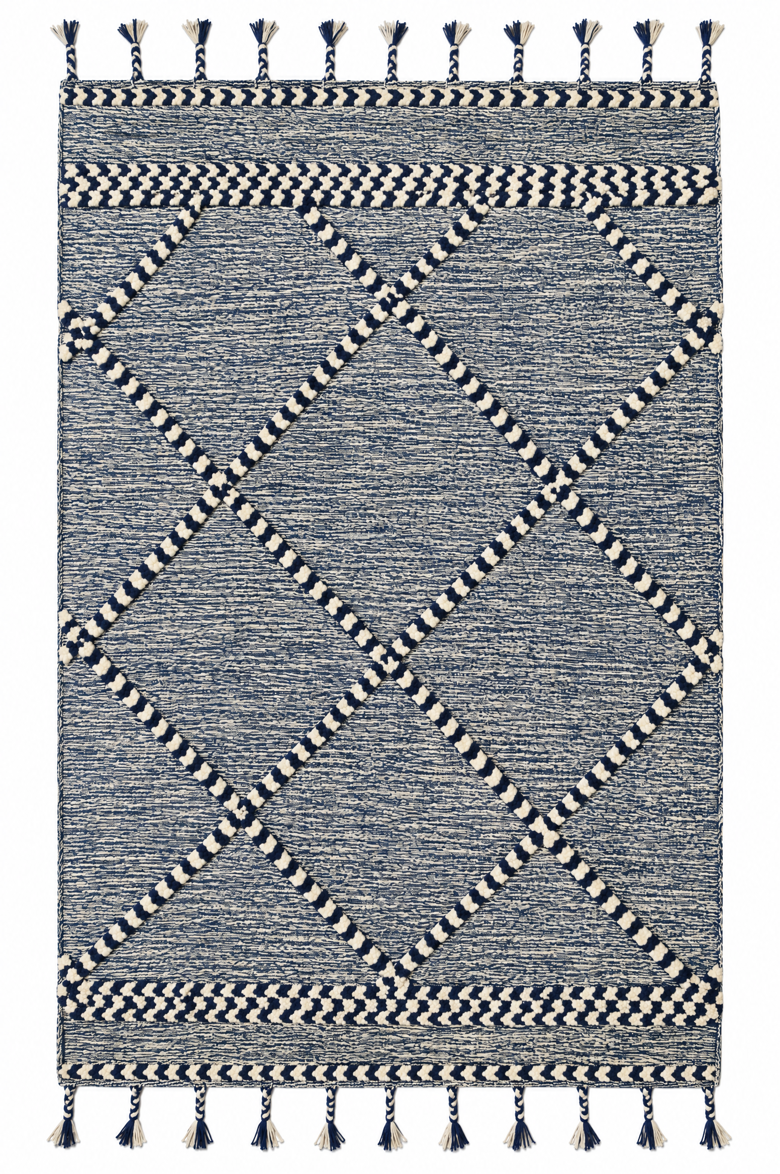 Leila Bekhti 5x7.6 Ivory and Blue Hand-Tufted Rug CLEARANCE — created with Imersian