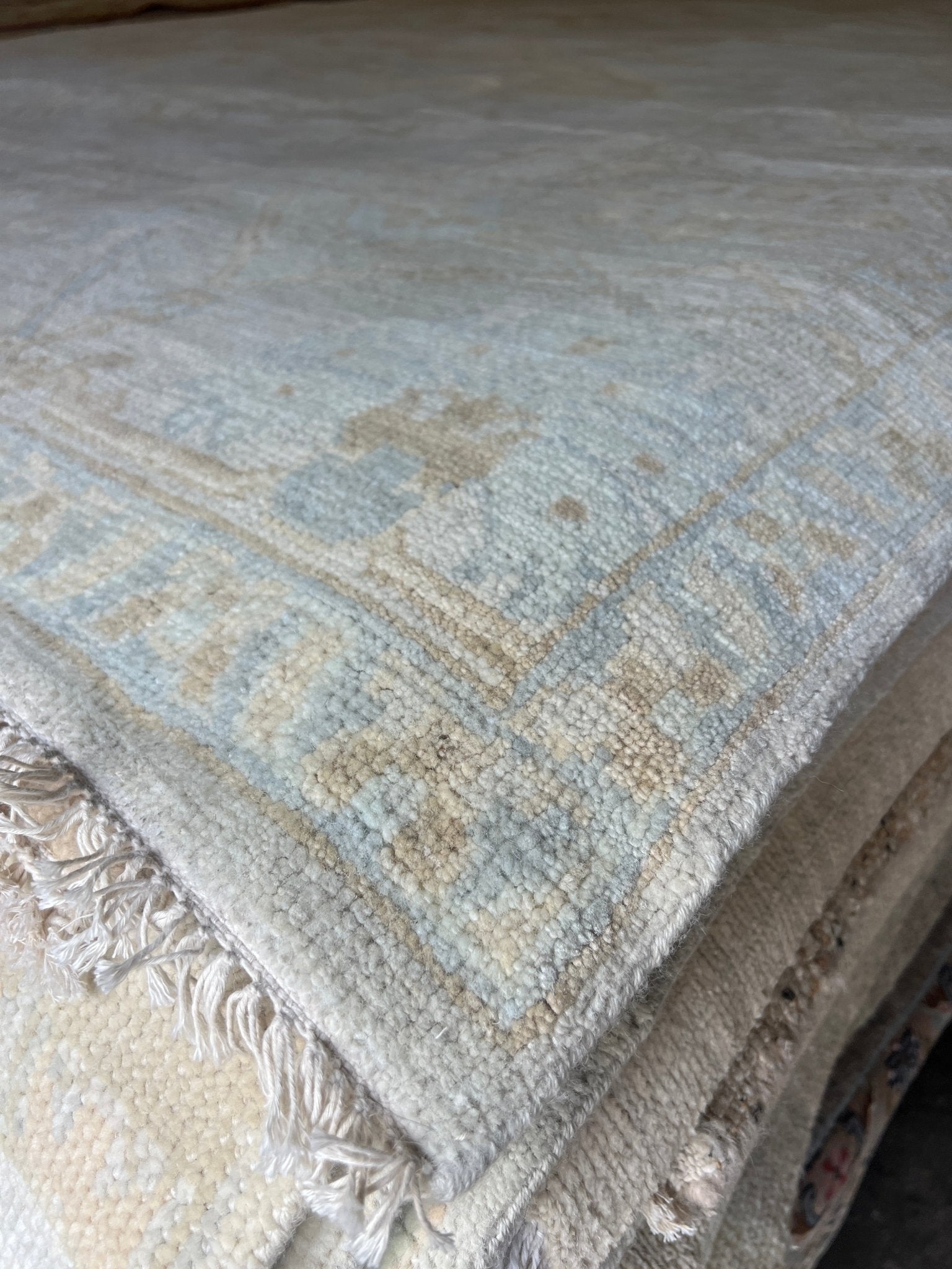Thekla 8.11x11.11 Hand-Knotted Silver and Blue Oushak | Banana Manor Rug Factory Outlet