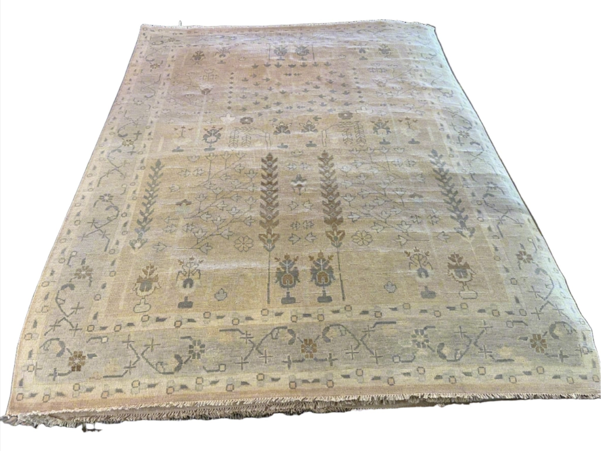 Trish 8.1x10.2 Hand-Knotted Silver and Blue Oushak | Banana Manor Rug Factory Outlet