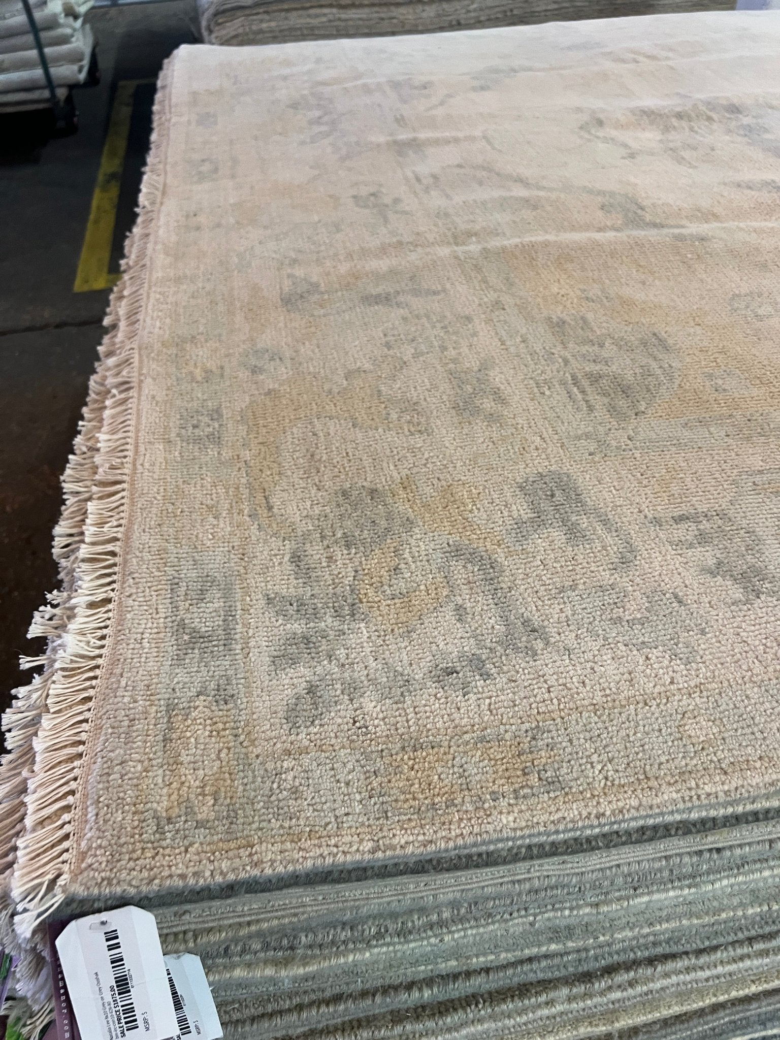 Villanelle 8x10.2 Hand-Knotted Cream Ivory and Light Silver Oushak | Banana Manor Rug Factory Outlet