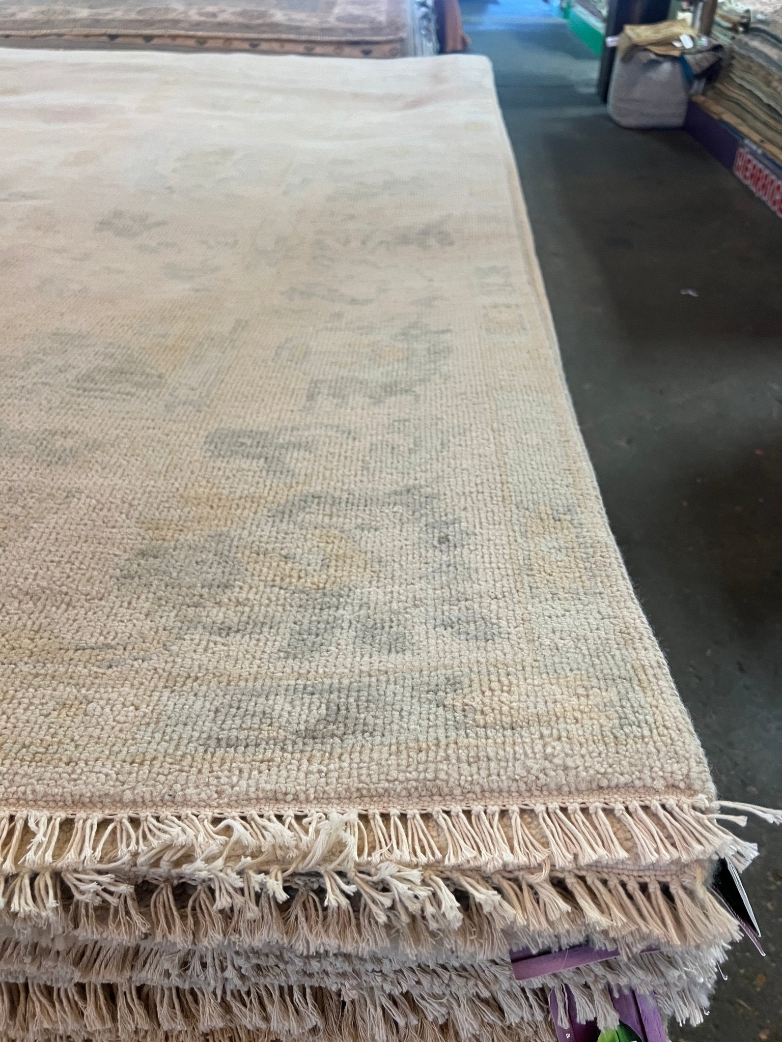 Villanelle 8x10.2 Hand-Knotted Cream Ivory and Light Silver Oushak | Banana Manor Rug Factory Outlet