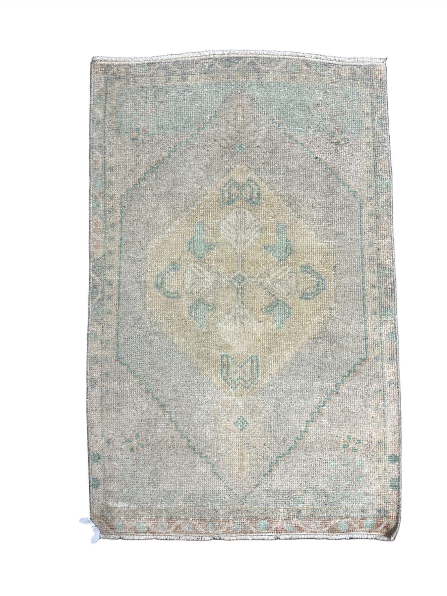 Vintage 1.10x3 Turkish Oushak Silver and Beige Small Rug | Banana Manor Rug Factory Outlet