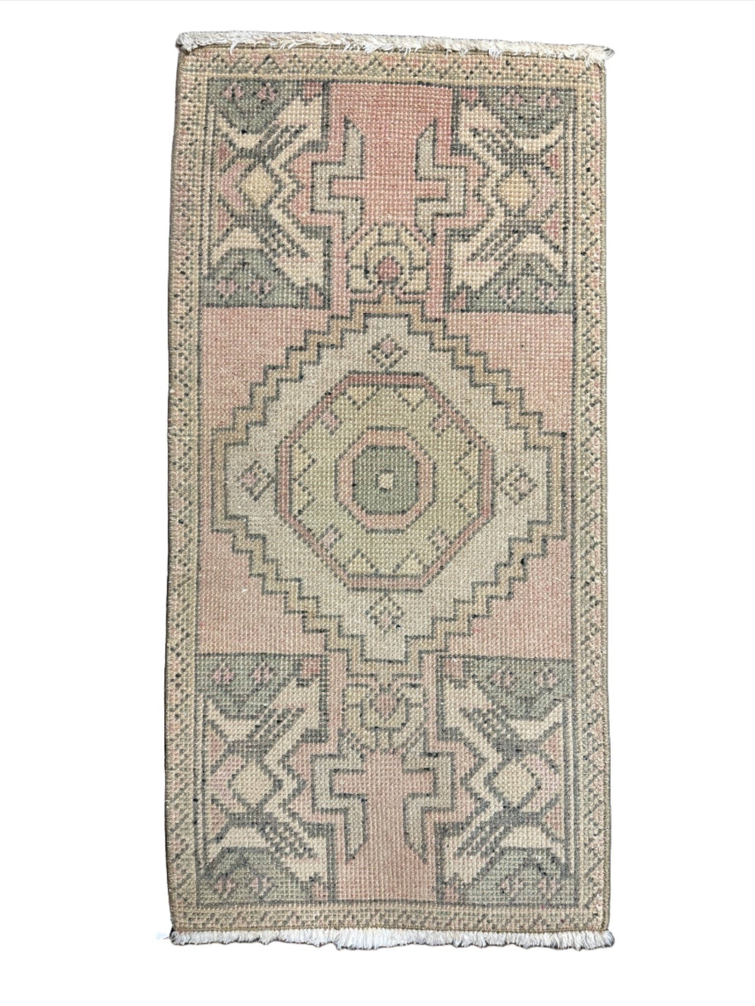 Vintage 1.7x3.1 Turkish Oushak Light Pink and Beige Small Rug | Banana Manor Rug Factory Outlet