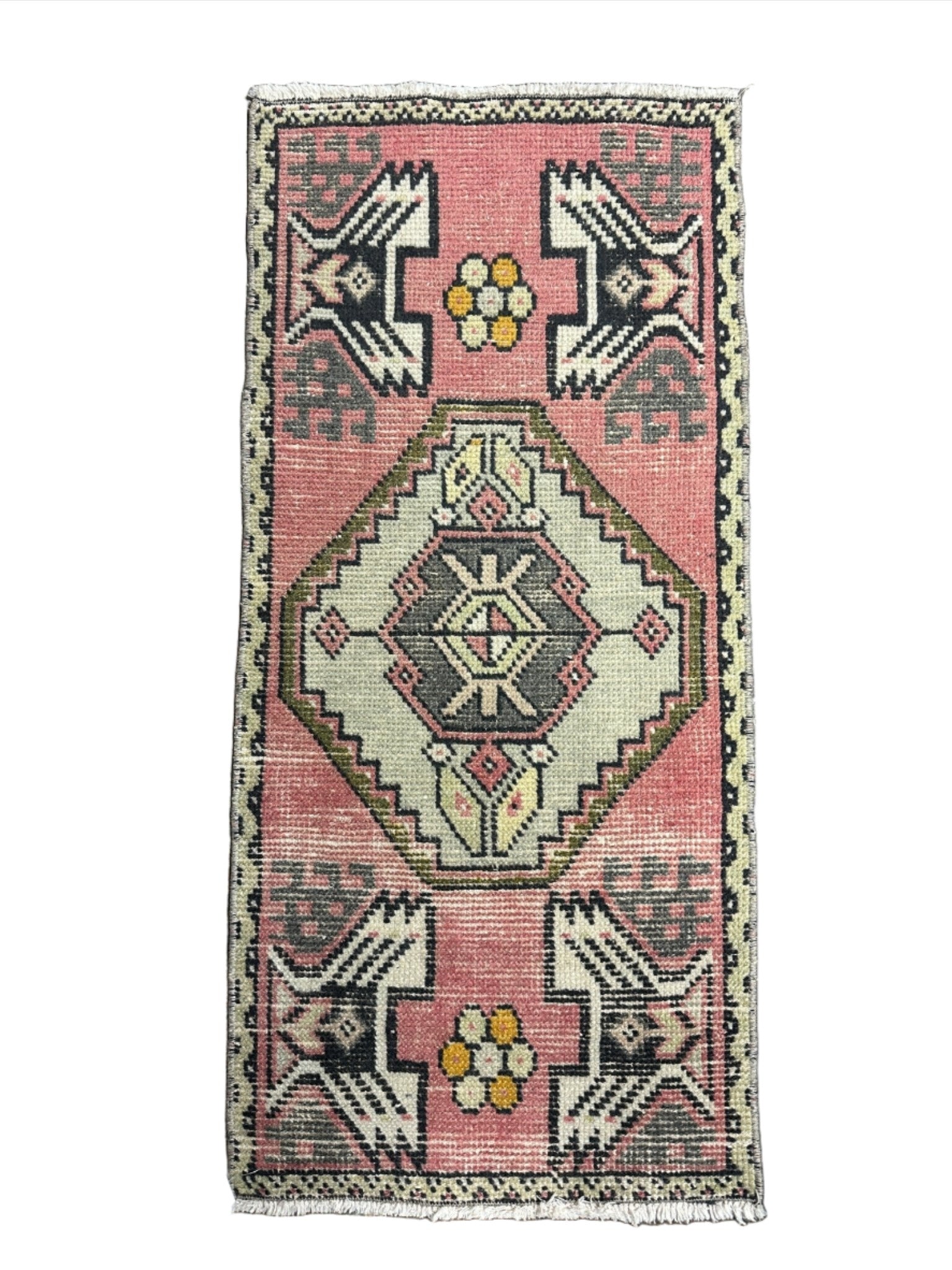 Vintage 1.7x3.8 Turkish Oushak Rust and Gray Small Rug | Banana Manor Rug Factory Outlet