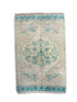 Vintage 1.8x2.10 Turkish Oushak Beige and Aqua Small Rug | Banana Manor Rug Factory Outlet