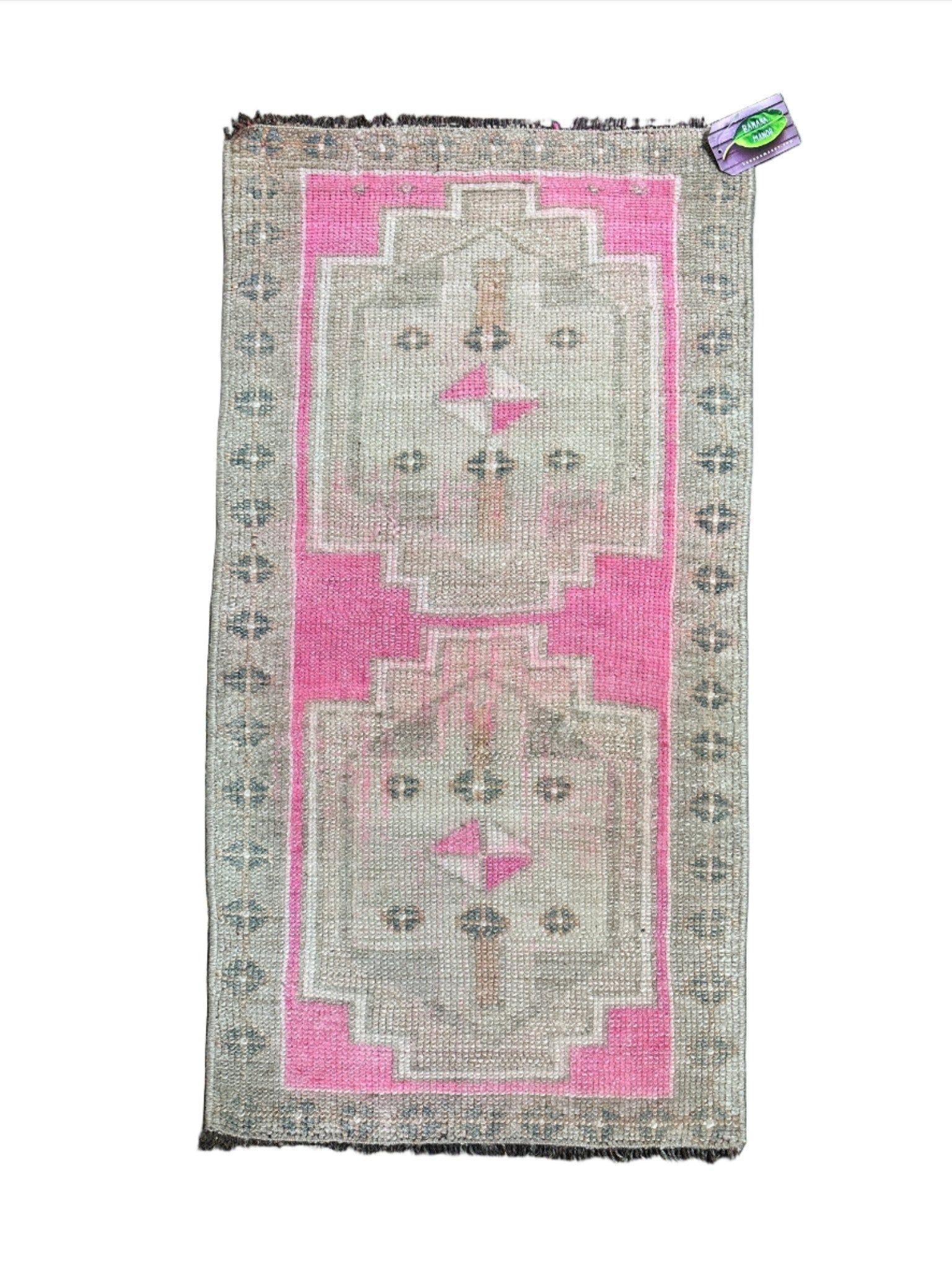 Vintage 1.8x3.3 Turkish Oushak Pink and Beige Small Rug | Banana Manor Rug Factory Outlet