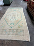 Vintage 1.8x3.7 Turkish Oushak Beige and Aqua Small Rug | Banana Manor Rug Factory Outlet