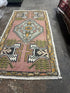 Vintage 1.9x3.5 Turkish Oushak Pink and Gray Multicolor Small Rug | Banana Manor Rug Factory Outlet