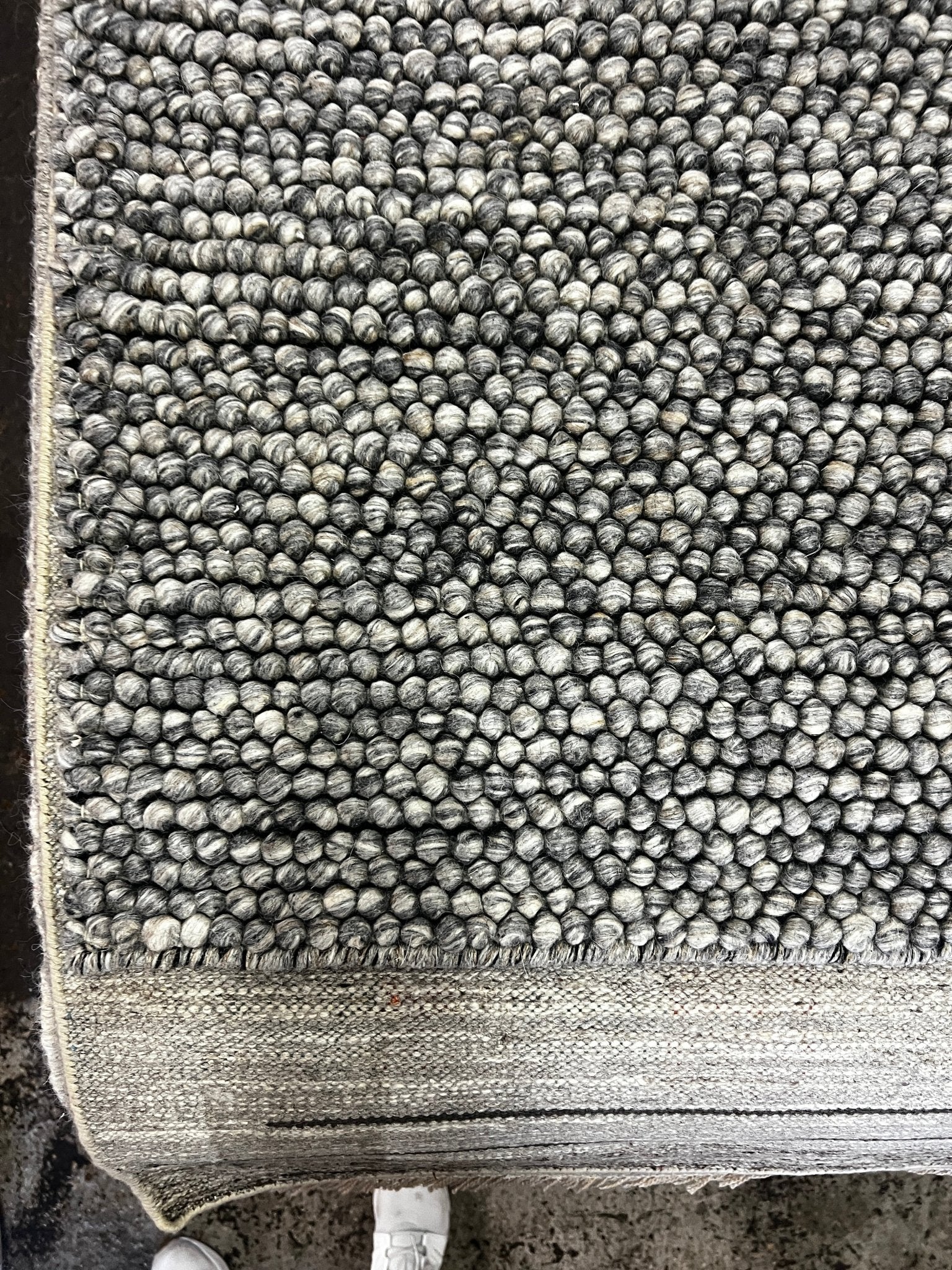 Walter Scott 6.6x9 Handwoven Wool Durrie Natural Grey Loop Ball | Banana Manor Rug Factory Outlet