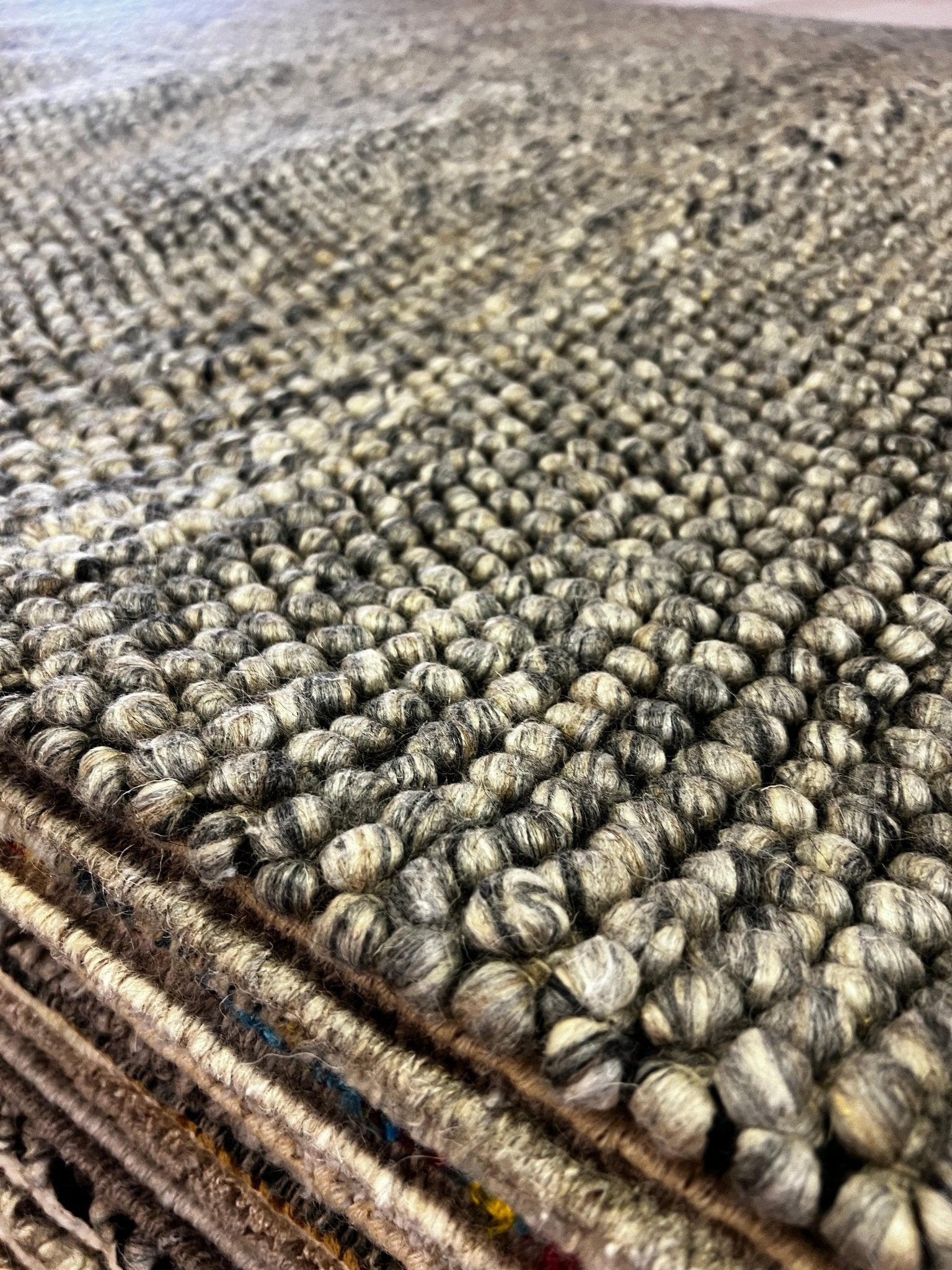 Walter Scott 6.6x9 Handwoven Wool Durrie Natural Grey Loop Ball | Banana Manor Rug Factory Outlet