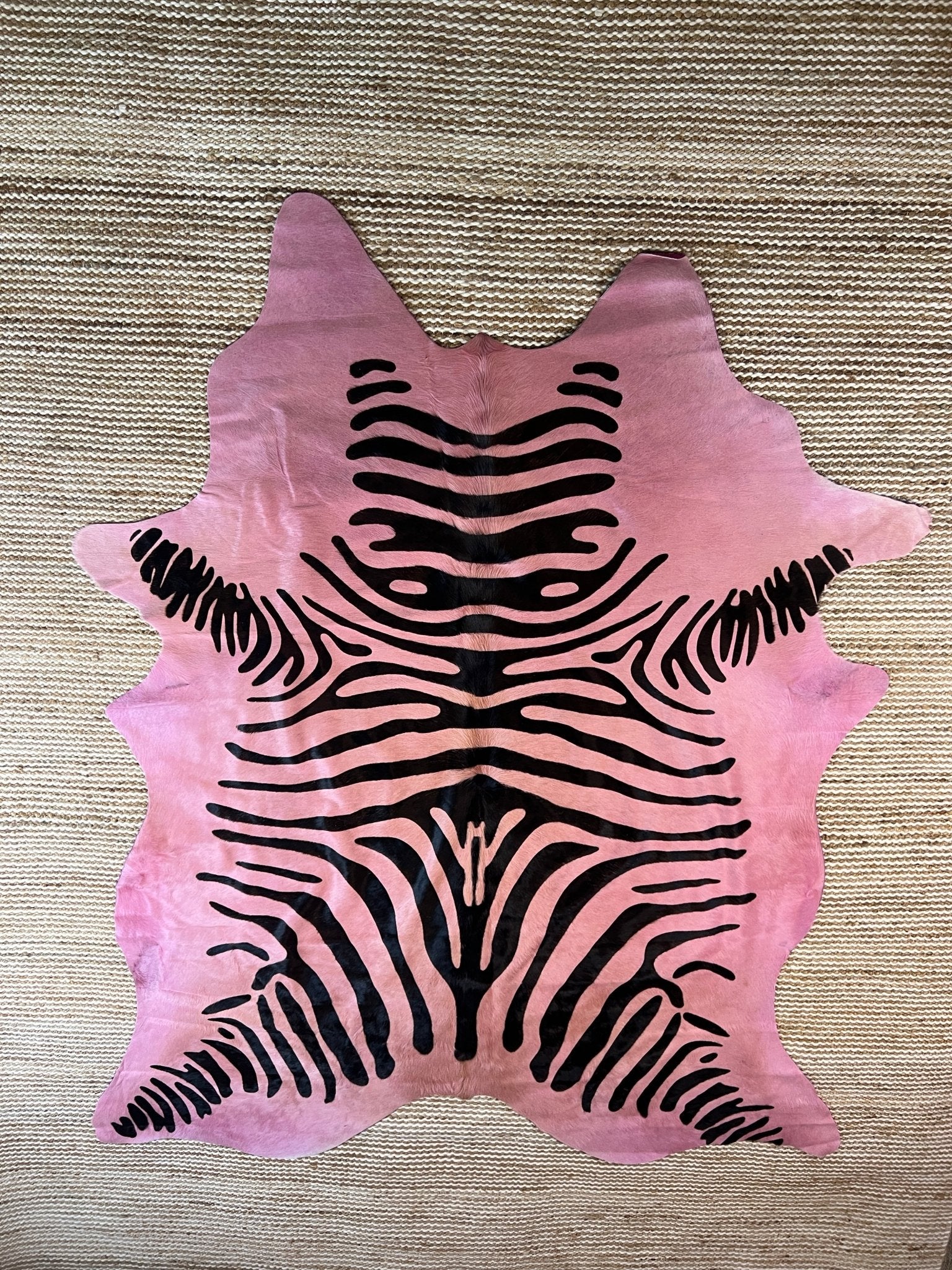 Zebra Pink 6.3x7.2 Medium Cowhide Rug | Banana Manor Rug Factory Outlet