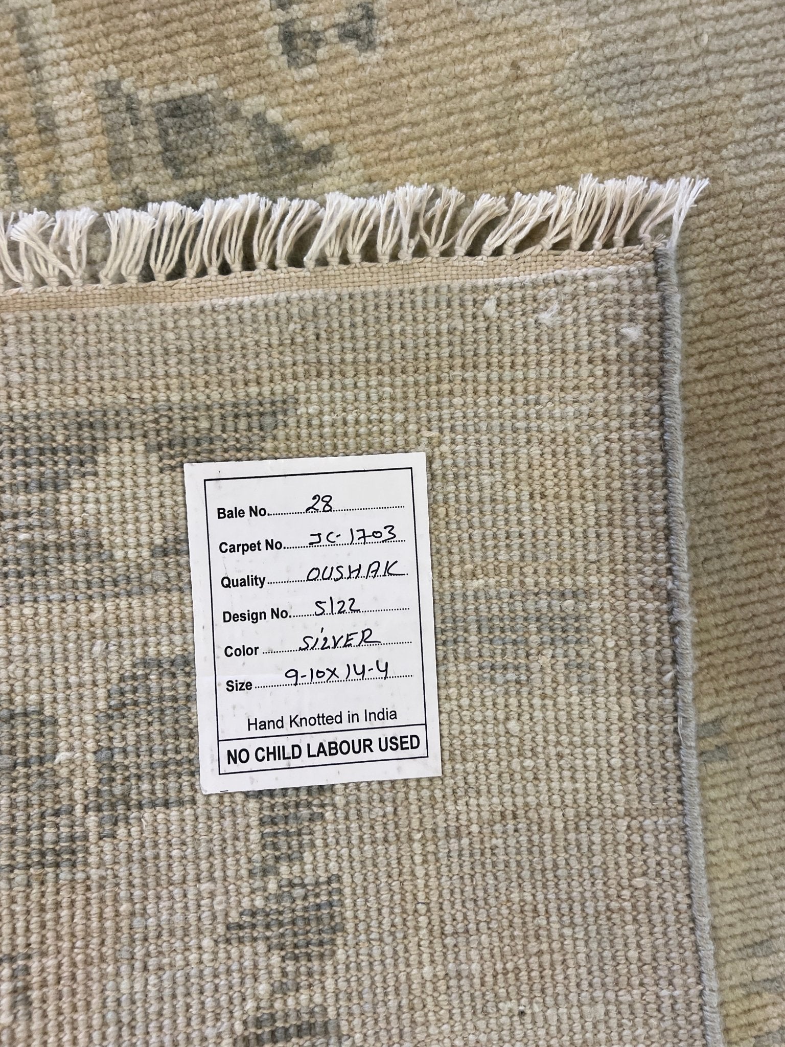 Zhenya 9.10x14.4 Hand-Knotted Cream and Gray Oushak | Banana Manor Rug Factory Outlet