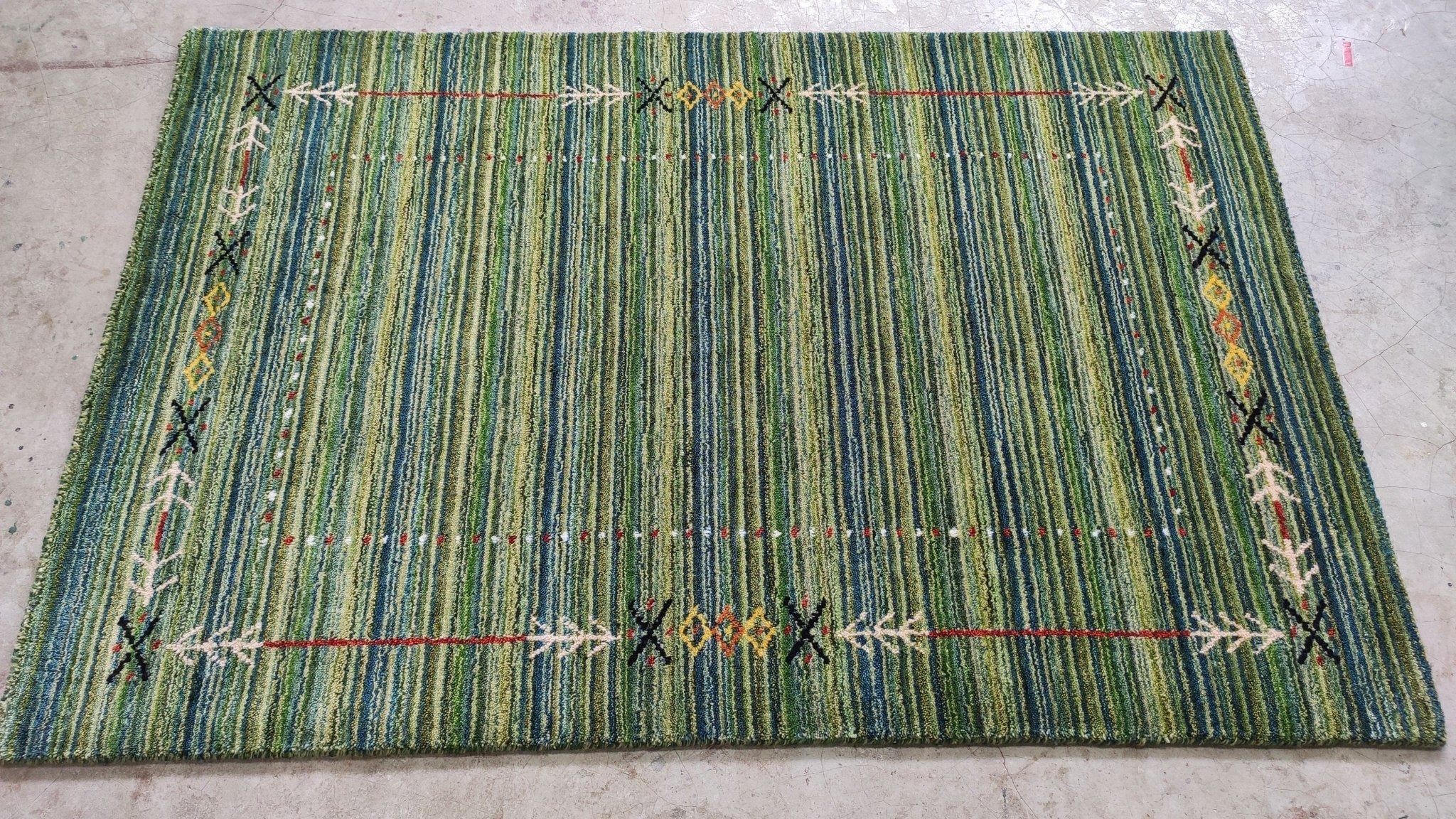 3x4.9 Green Handwoven Gabbeh Rug | Banana Manor Rug Factory Outlet