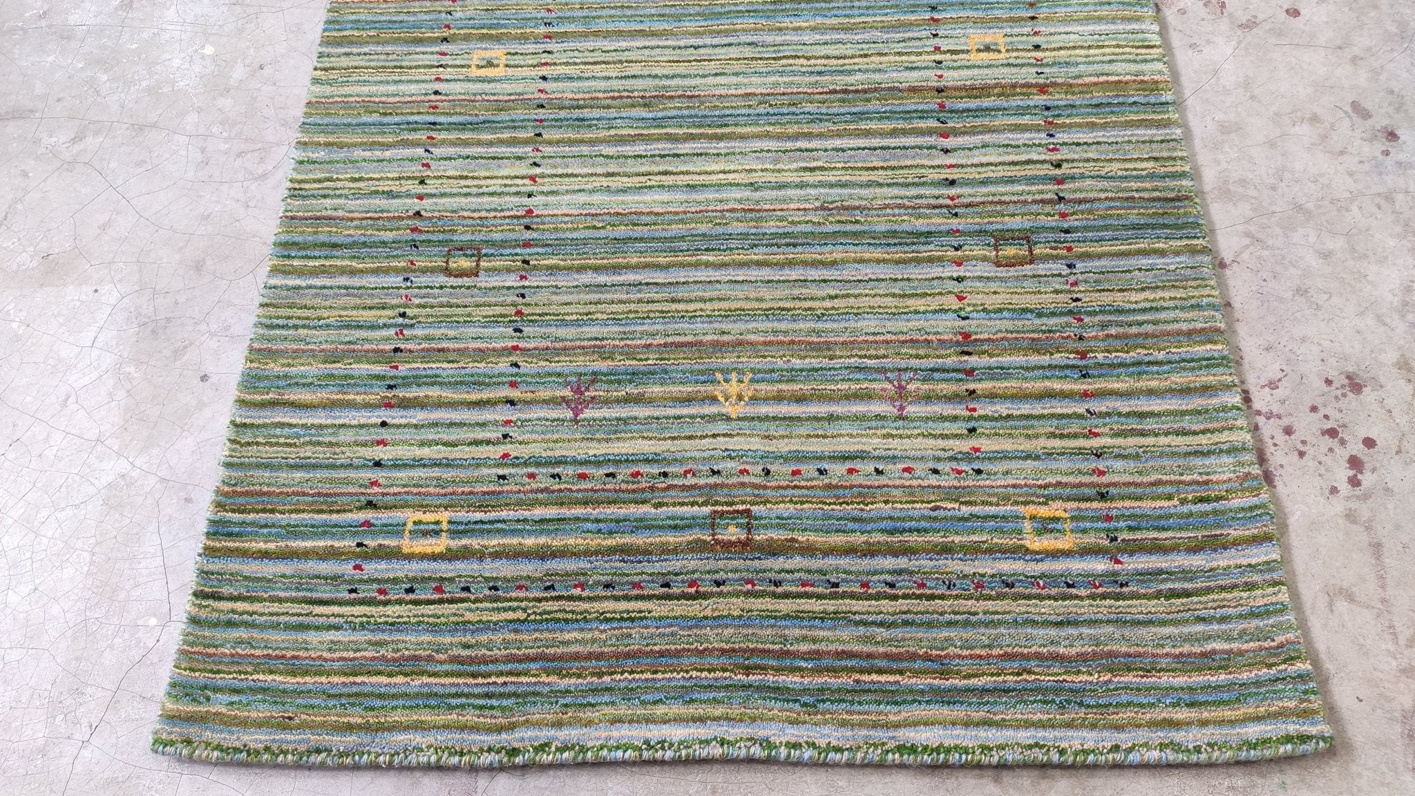 3x4.9 Green Handwoven Gabbeh Rug | Banana Manor Rug Factory Outlet