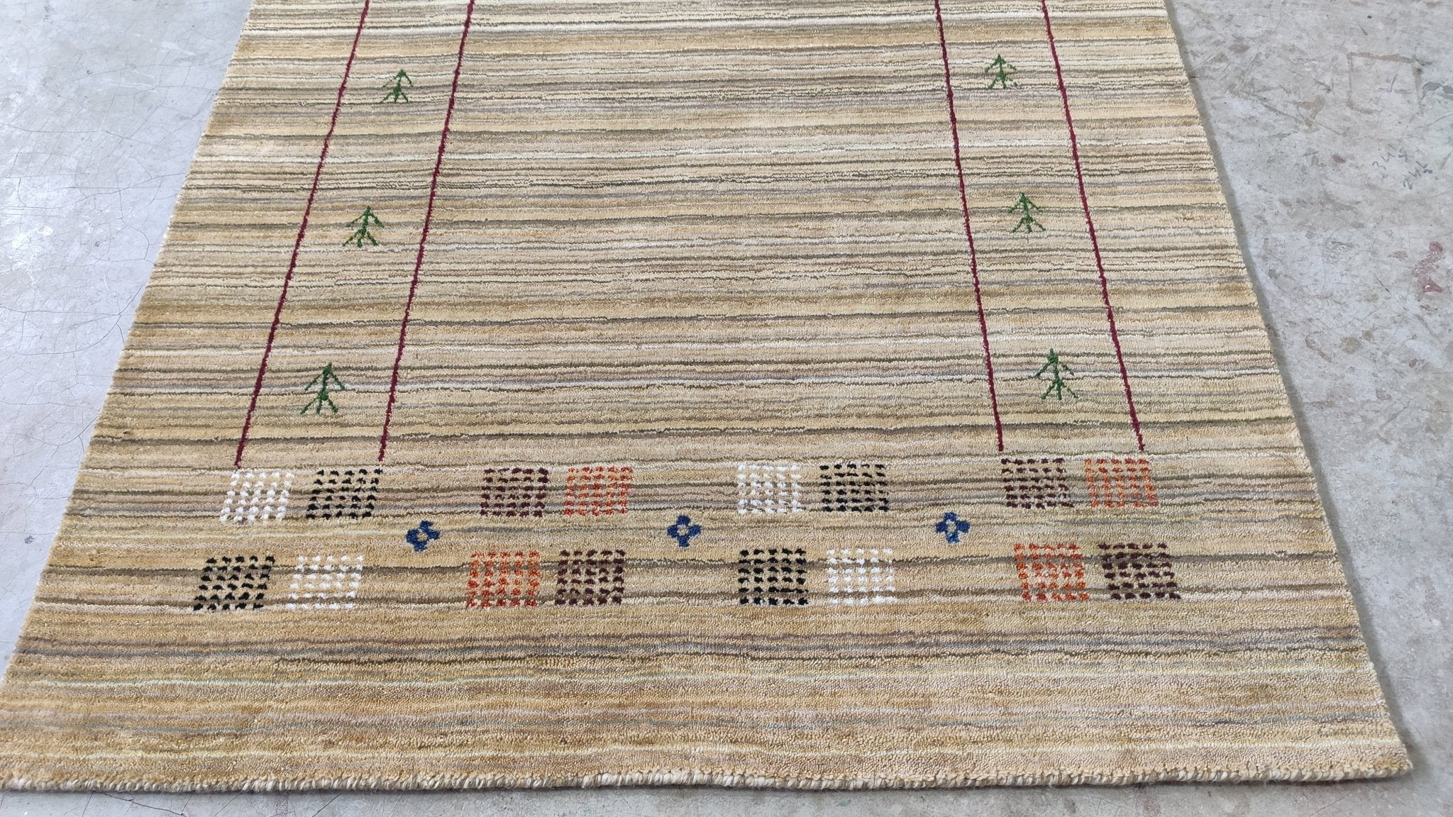 4x5.9 Beige Handwoven Gabbeh Rug | Banana Manor Rug Factory Outlet