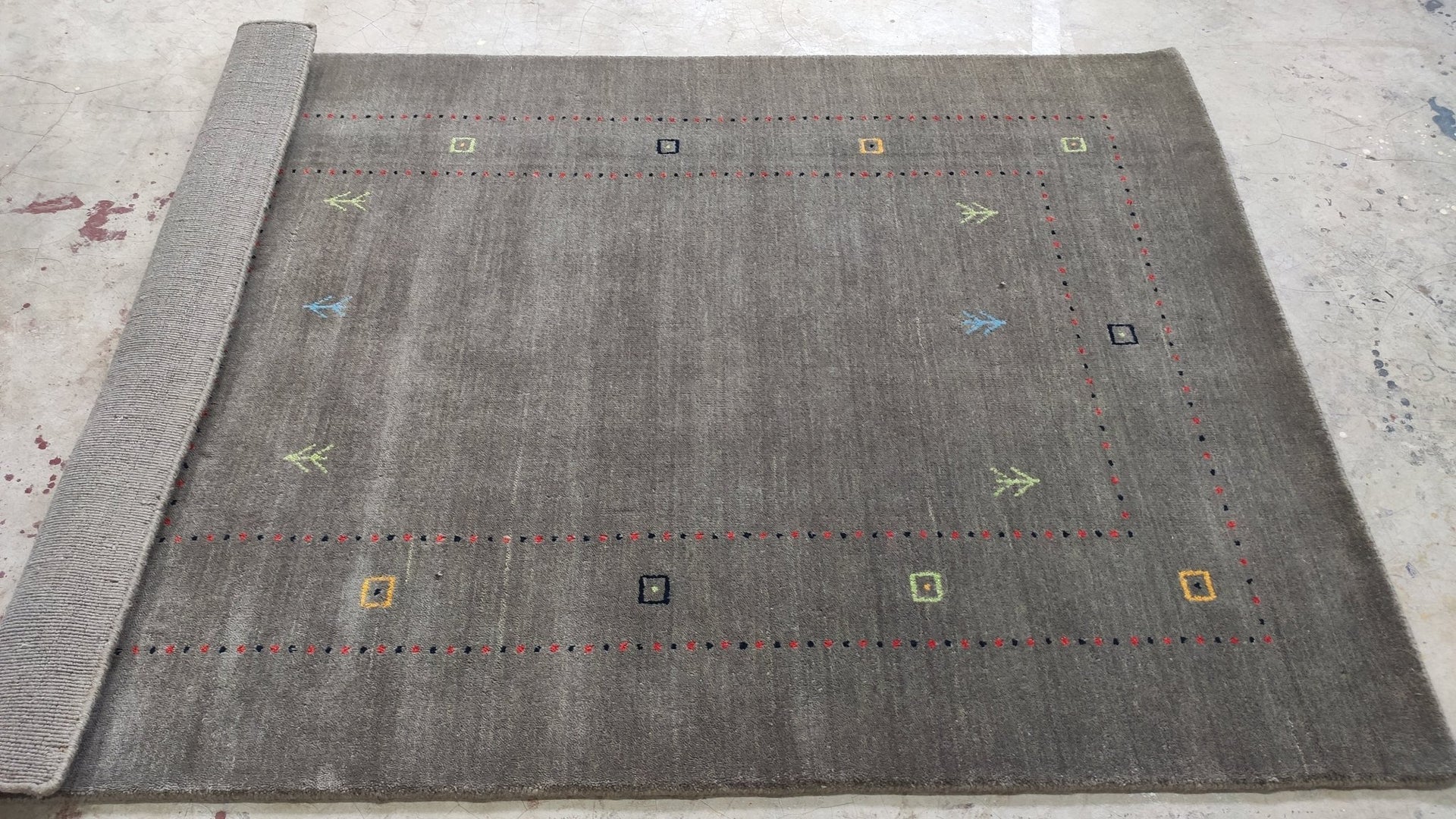 Tandy 4x5.9 Grey Handwoven Gabbeh Rug