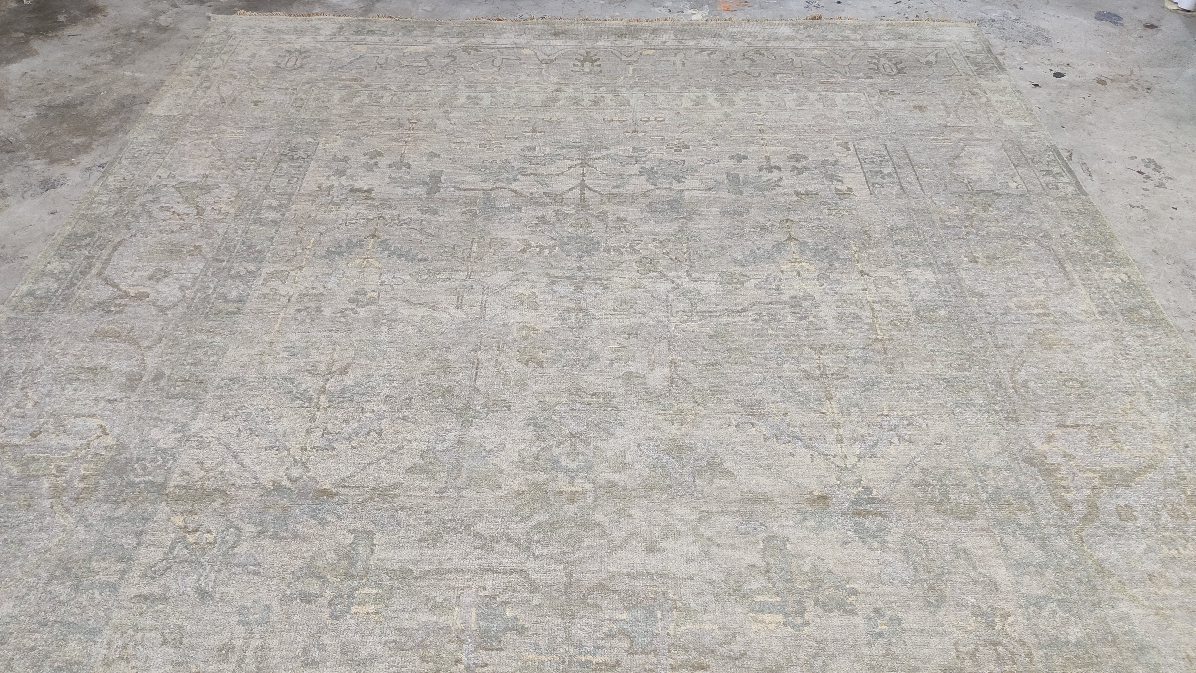 Grace 8x10 Grey and Silver Hand-Knotted Oushak Rug | Banana Manor Rug Company