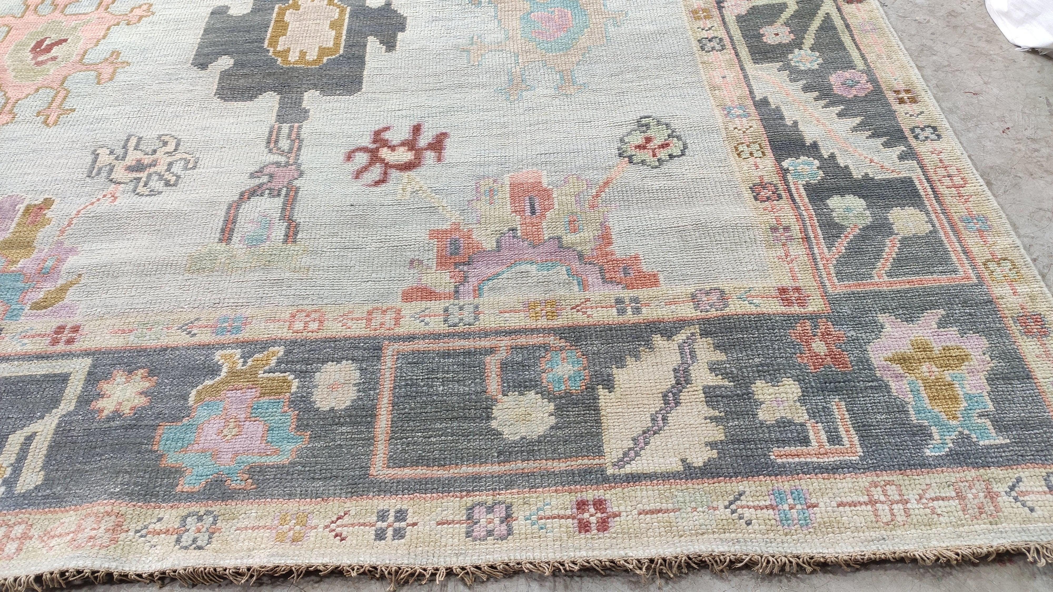 Neutral Ground vs Median Hand-Knotted Oushak Rug | Banana Manor Rug Company