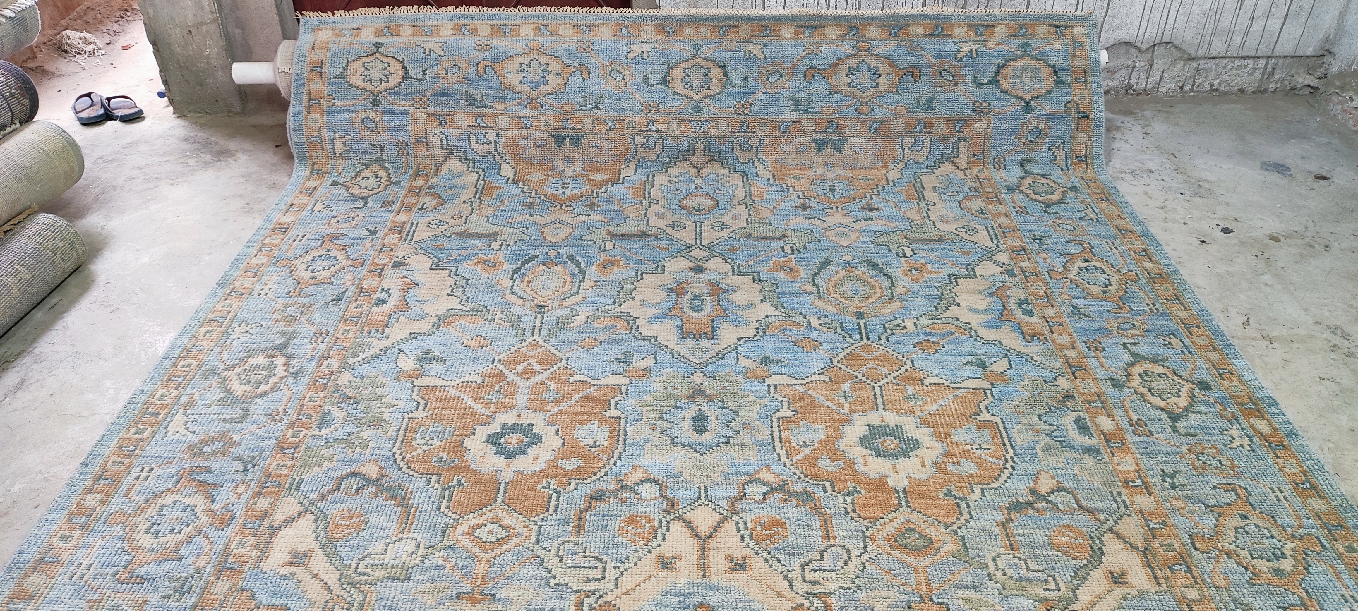 Nancy Lancaster Light Blue Hand-Knotted Oushak Rug 8.3x10 | Banana Manor Rug Company