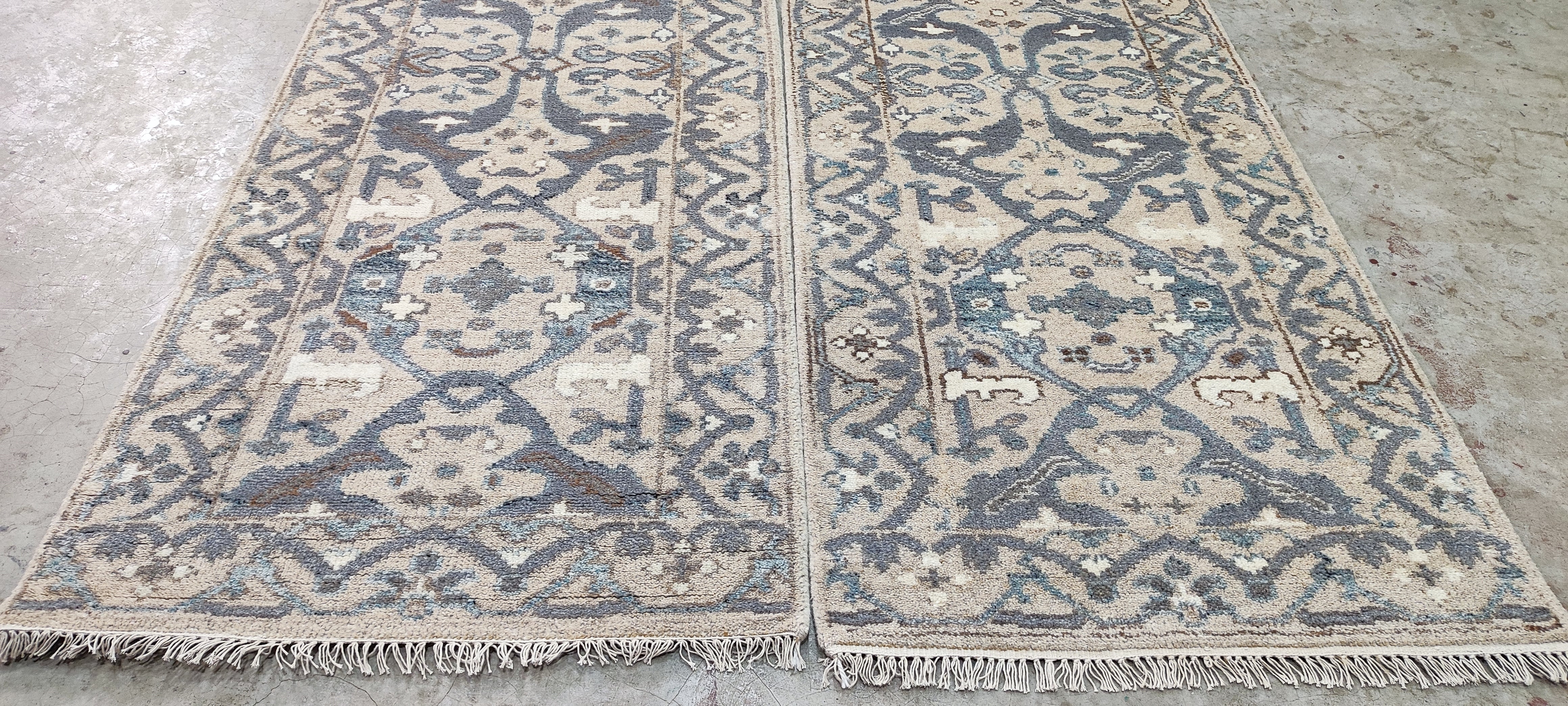 Cheryl Eisen Grey, Tan, and Ivory Hand-Knotted Oushak Runner (Multiple Sizes) | Banana Manor Rug Company