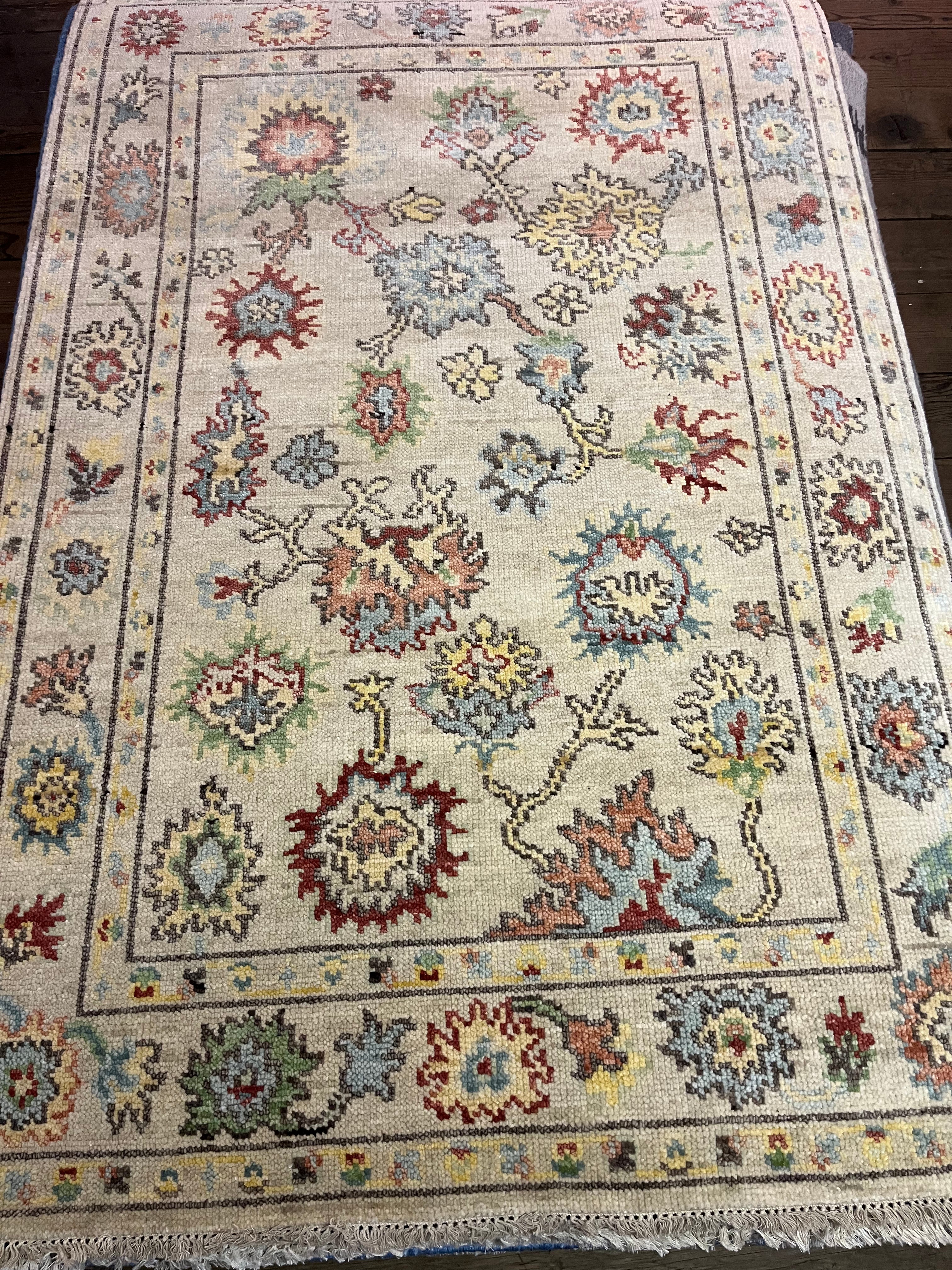 Courtney 4x6 Cream Hand-Knotted Oushak Rug | Banana Manor Rug Company