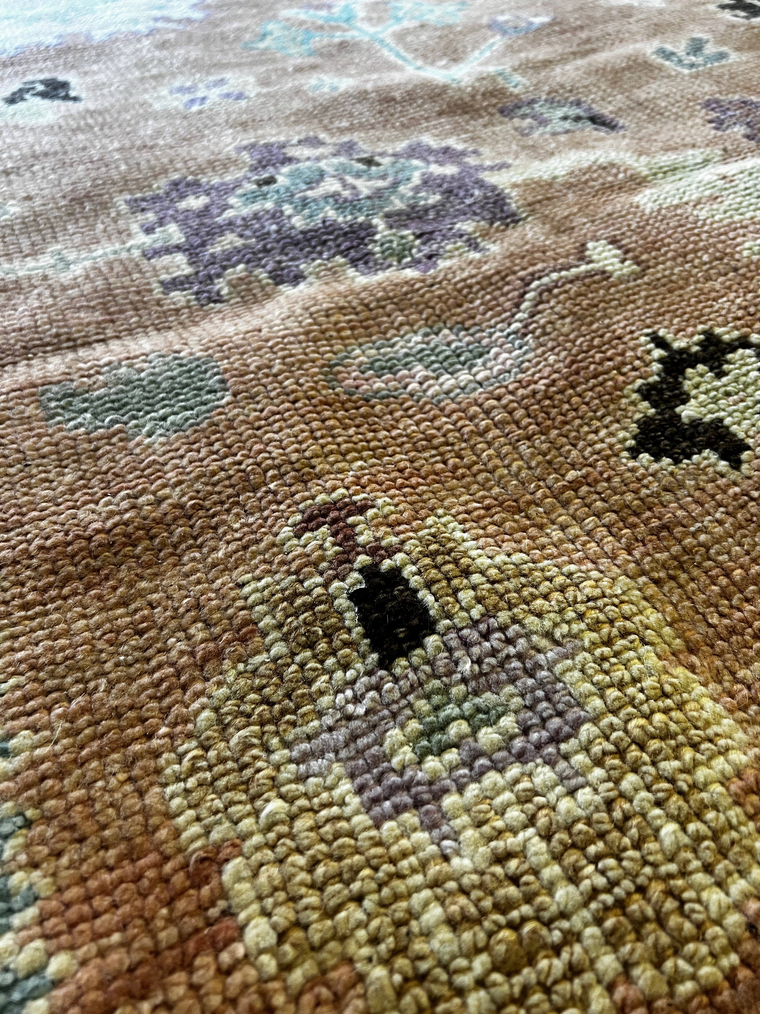 Neutral Ground vs Median Hand-Knotted Oushak Rug
